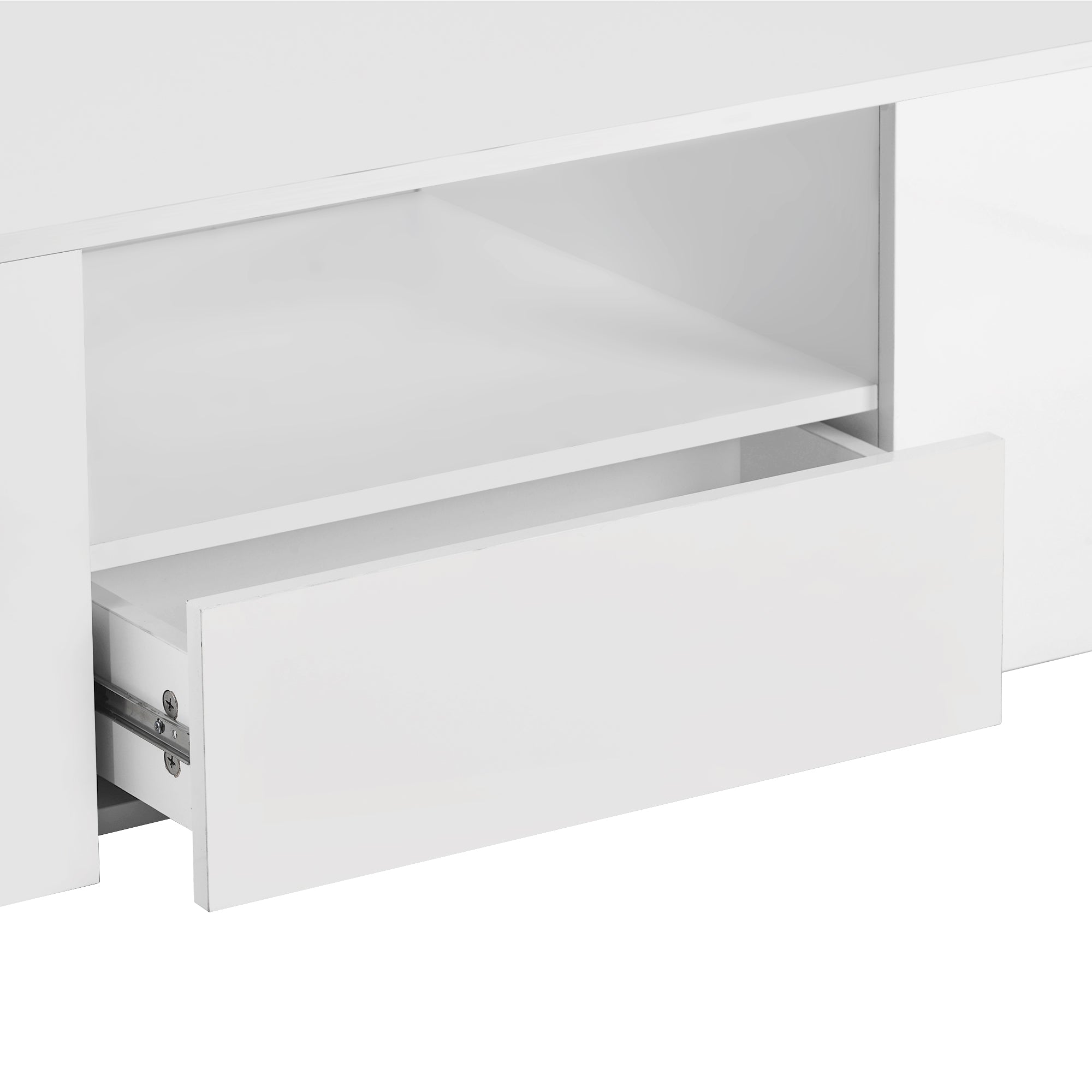 Logidon Moderne hoogglans salontafel wit 95x53x37 cm 2 lades