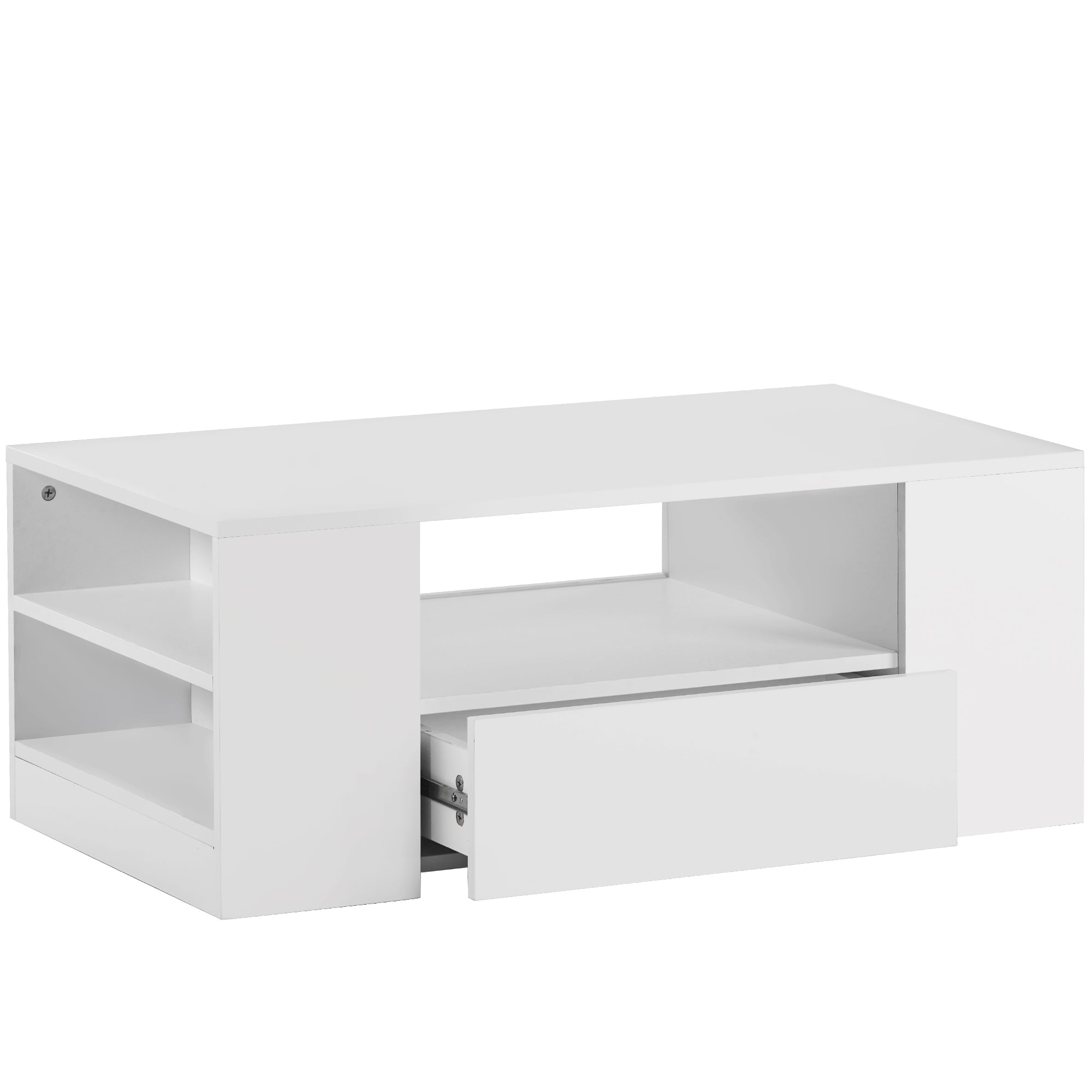 Logidon Moderne hoogglans salontafel wit 95x53x37 cm 2 lades