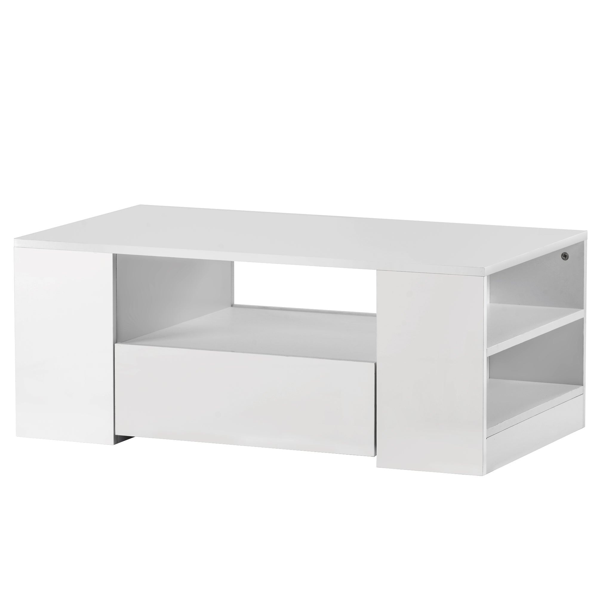 Logidon Moderne hoogglans salontafel wit 95x53x37 cm 2 lades