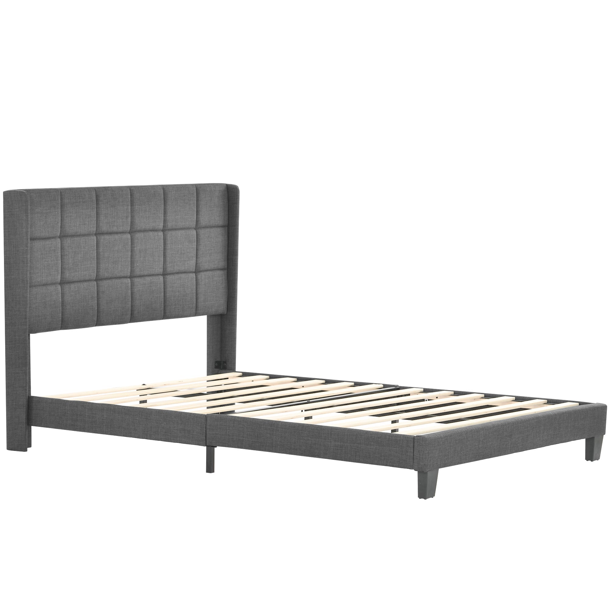 Logidon gestoffeerd bed 140x200 grijs linnen met verstelbaar hoofdeinde