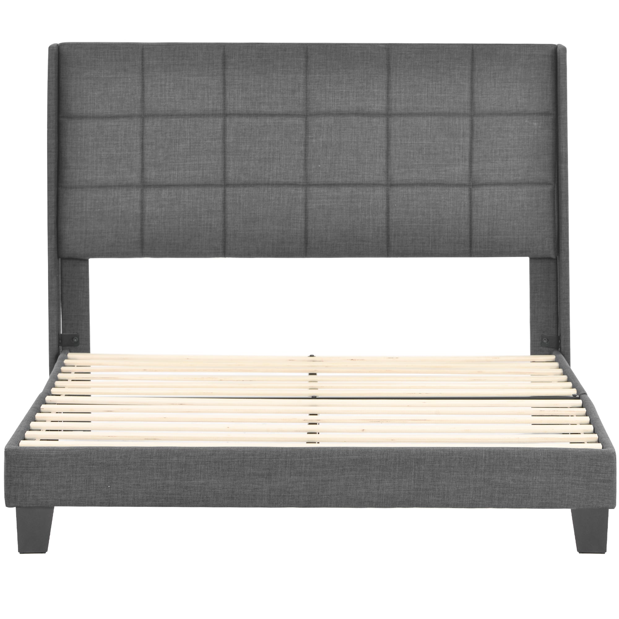 Logidon gestoffeerd bed 140x200 grijs linnen met verstelbaar hoofdeinde