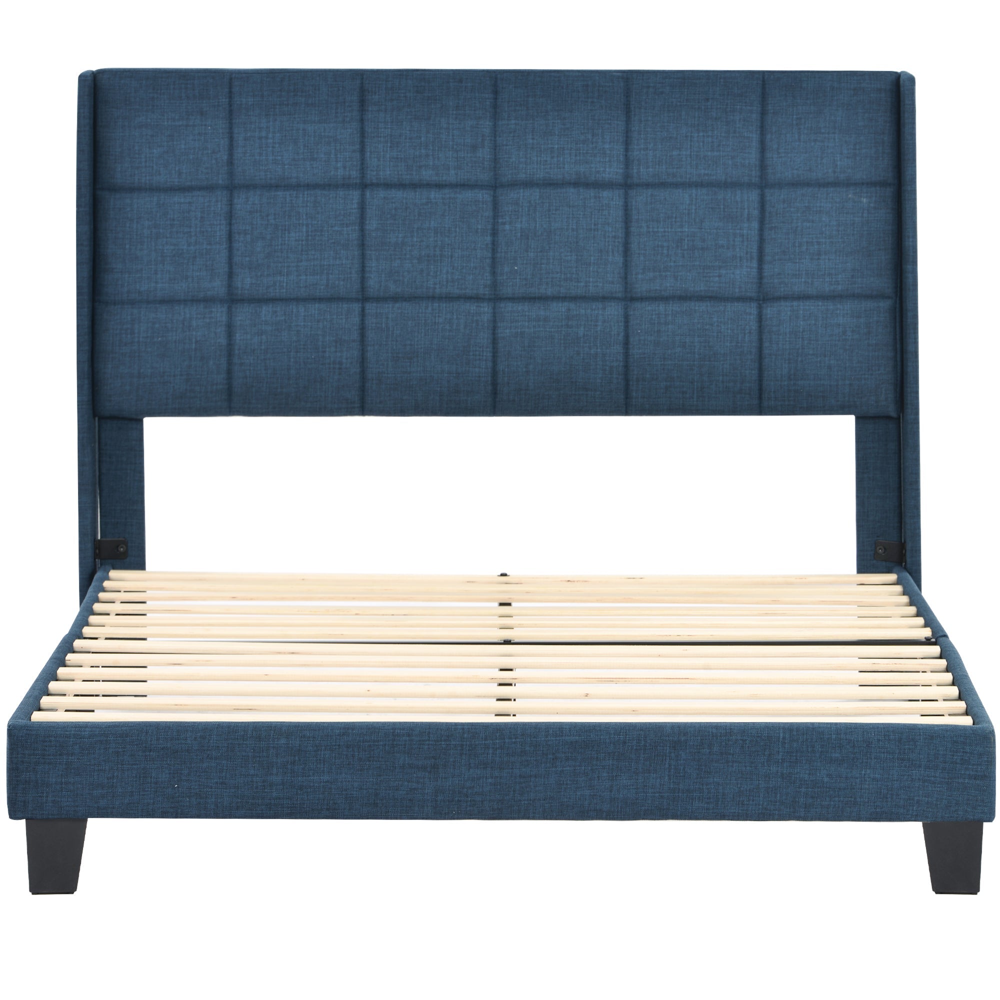 Logidon Upholstered Bed 140x200 Blue Linen With Cape Headboard