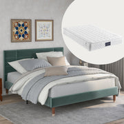 Logidon tweepersoonsbed 140x200 donkergroen fluweel met lattenbodem
