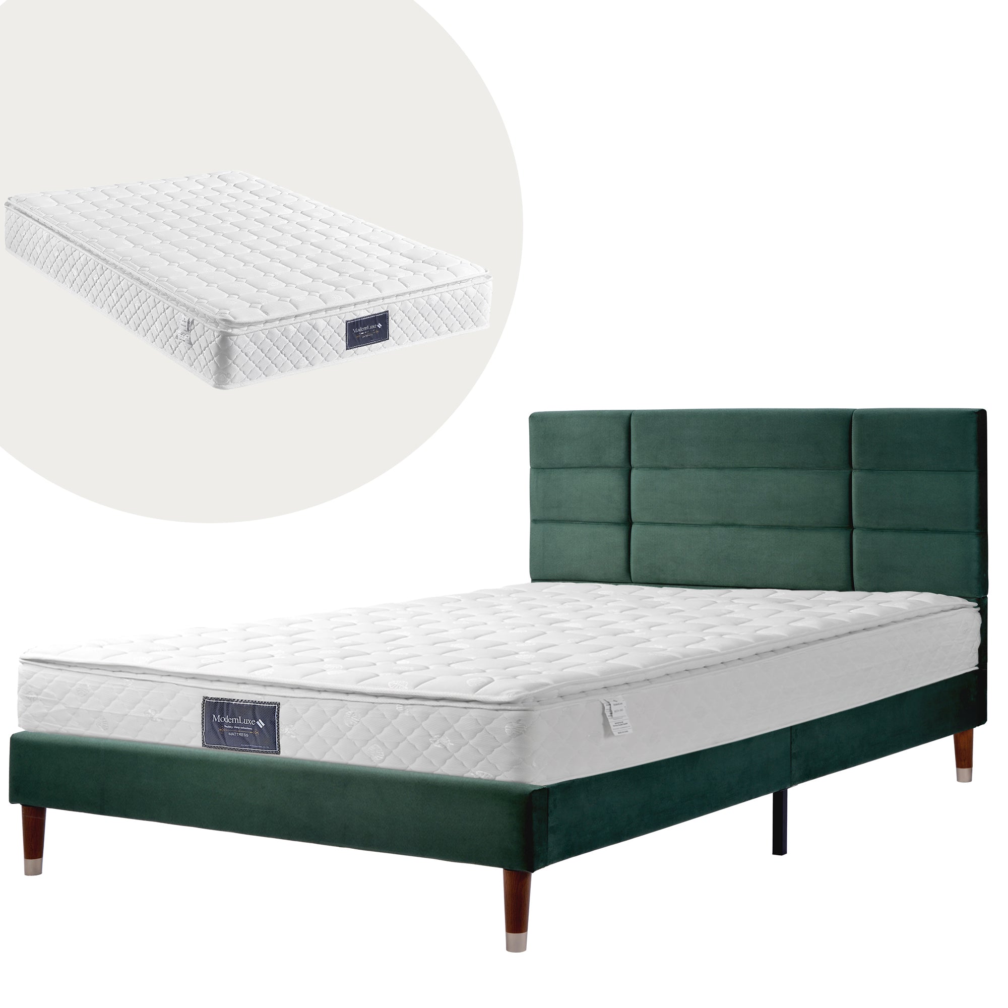 Logidon tweepersoonsbed 140x200 donkergroen fluweel met lattenbodem