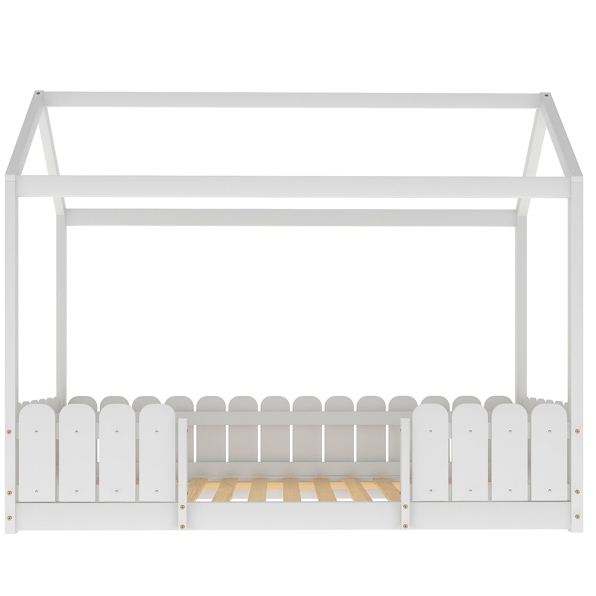 Logidon house bed 90x200 cm white with fall protection slatted frame