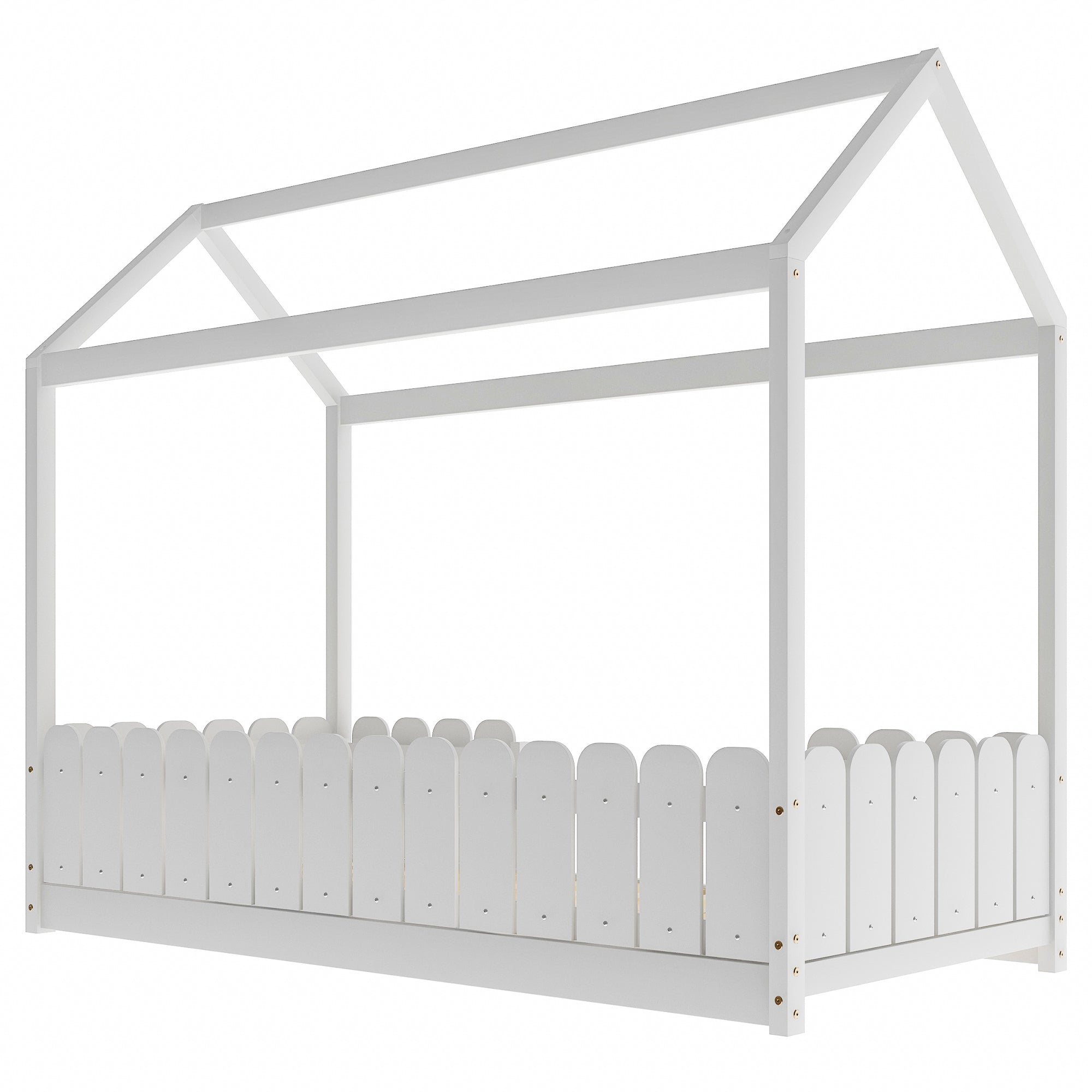 Logidon house bed 90x200 cm white with fall protection slatted frame