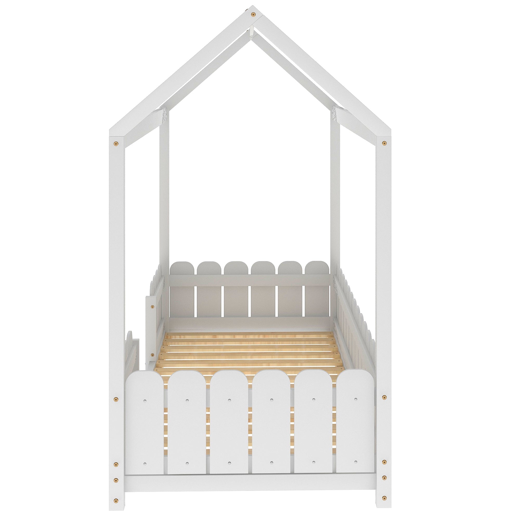 Logidon house bed 90x200 cm white with fall protection slatted frame