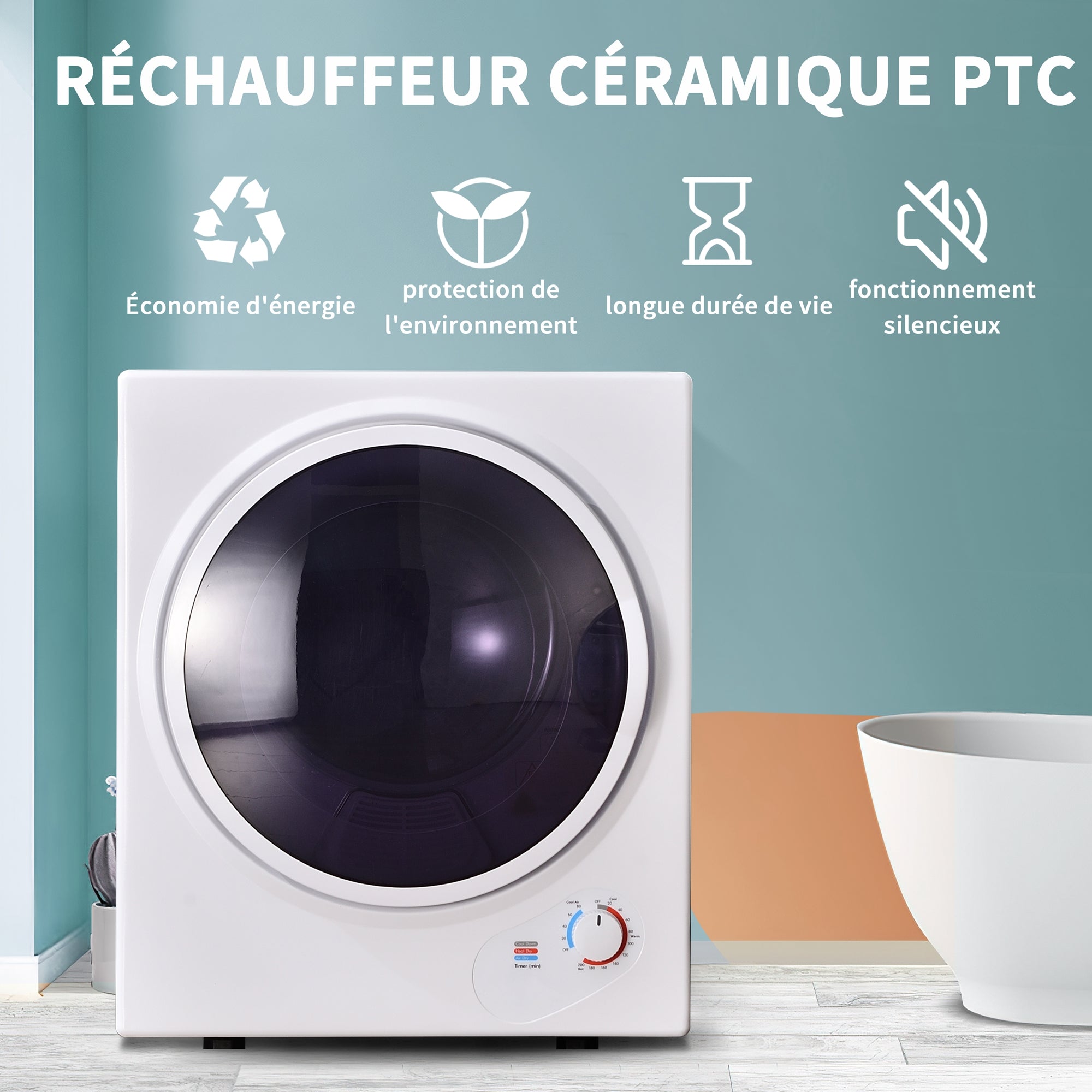 Logidon afzuigdroger 2,5 kg wandmonteerbare PTC keramische verwarming