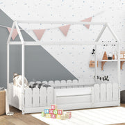 Logidon house bed 90x200 cm white with fall protection slatted frame