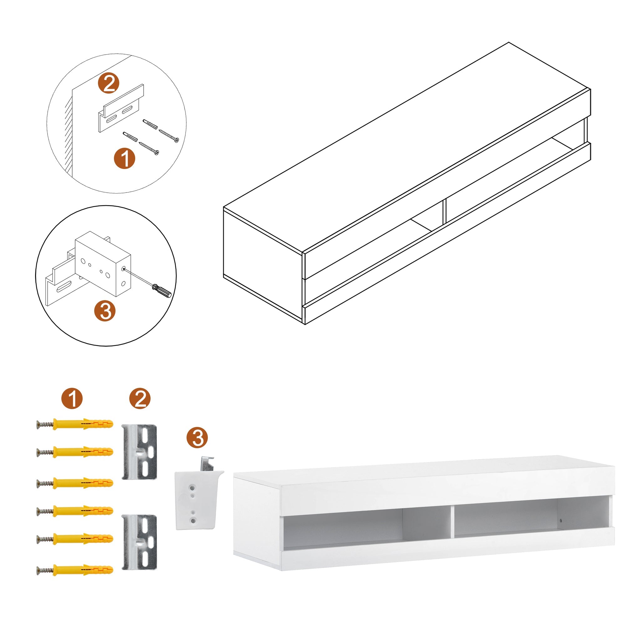 Logidon LED TV-meubel wit met LED-verlichting en veel opbergruimte