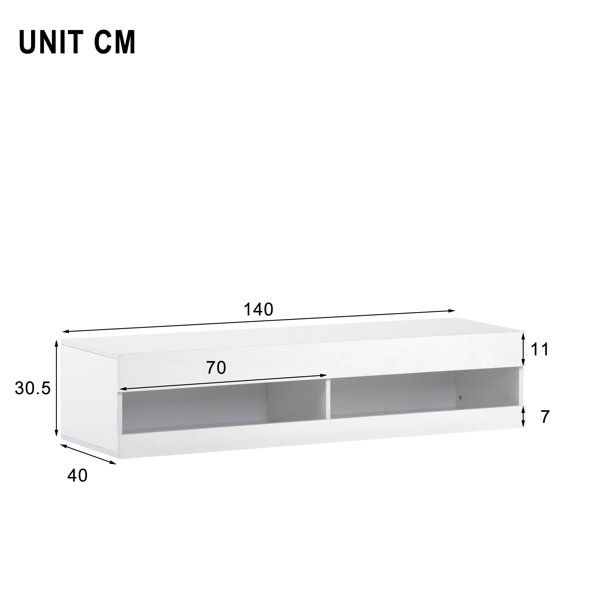 Logidon LED TV-meubel wit met LED-verlichting en veel opbergruimte