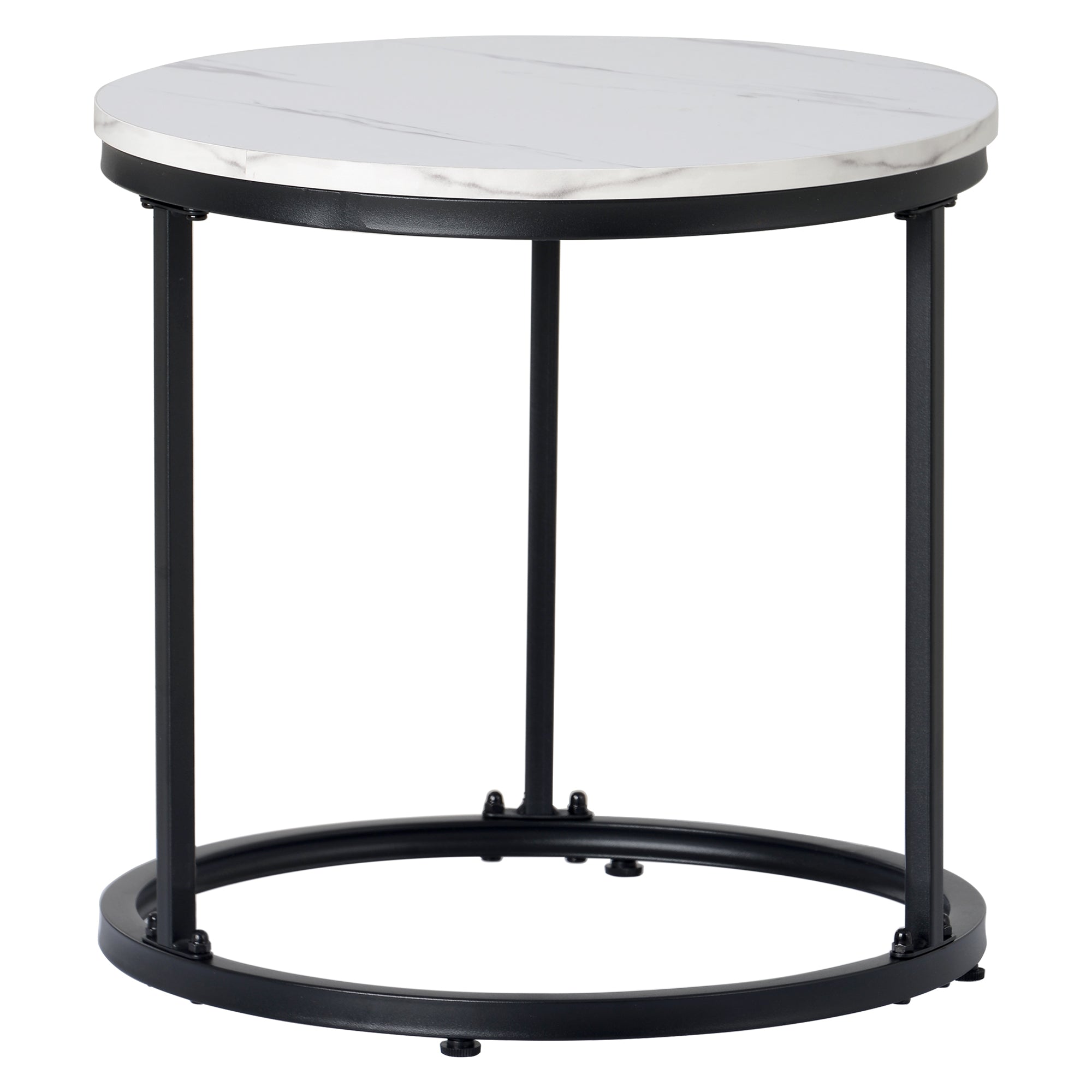 Logidon ronde salontafel set van 2 in wit marmerlook met metalen frame