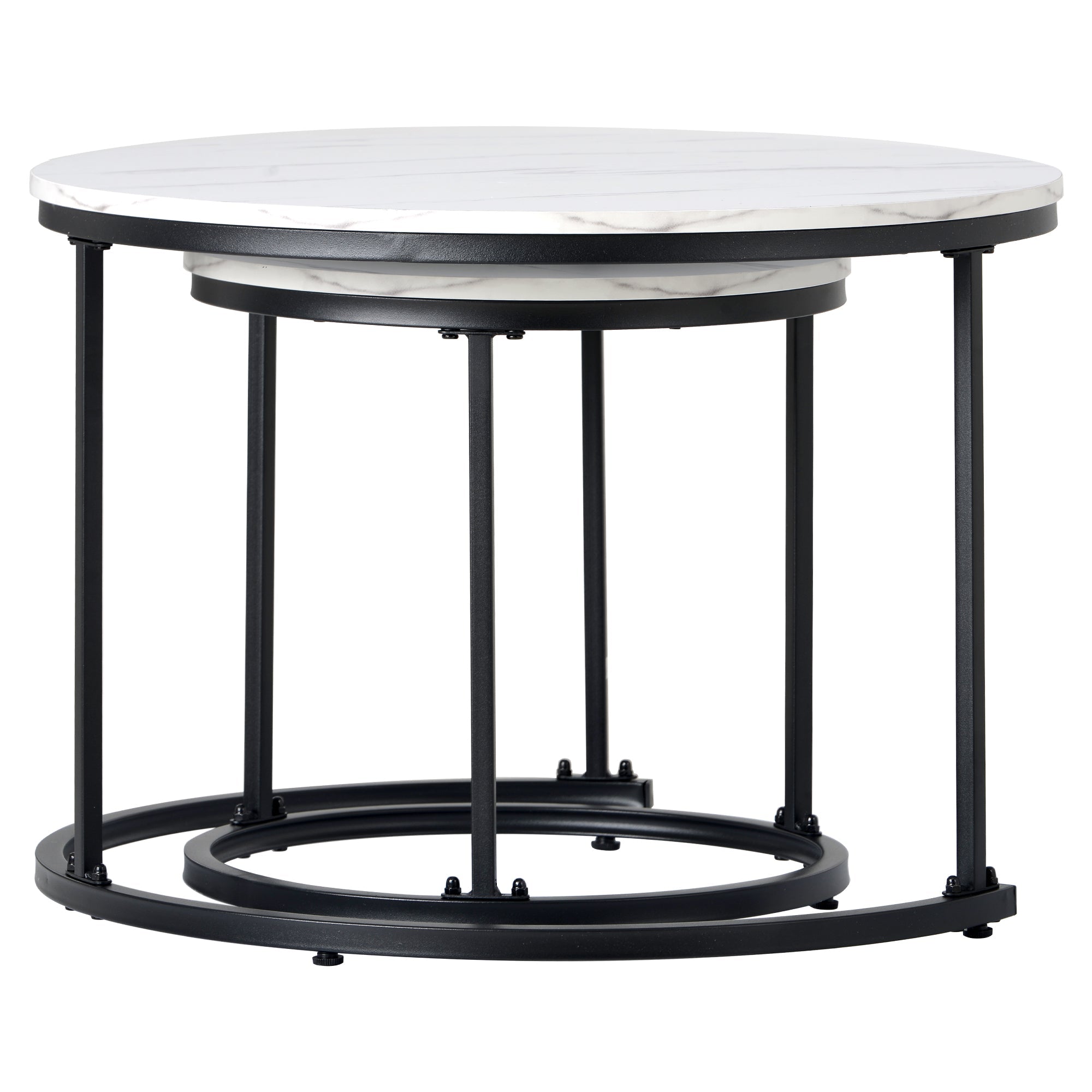 Logidon ronde salontafel set van 2 in wit marmerlook met metalen frame