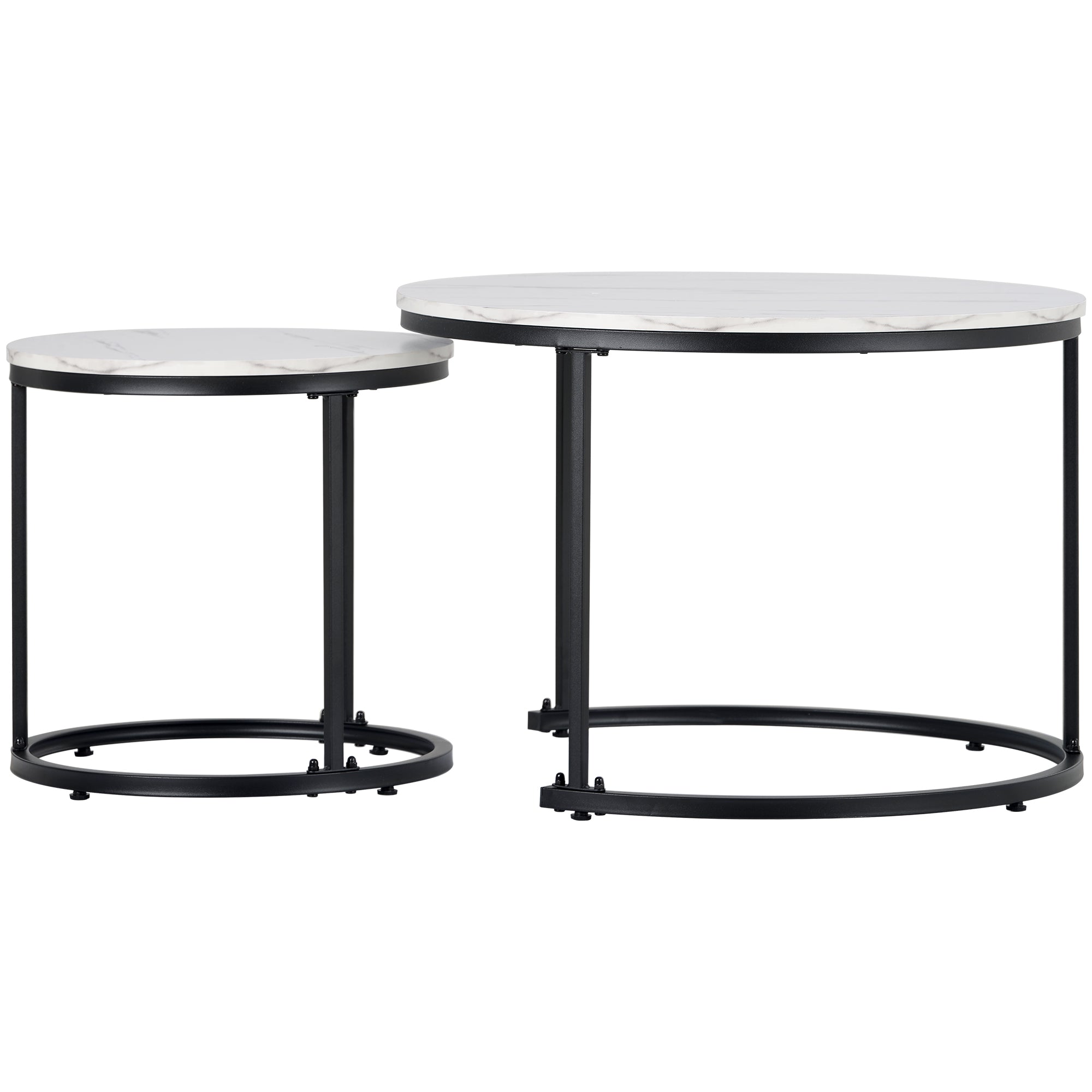 Logidon ronde salontafel set van 2 in wit marmerlook met metalen frame