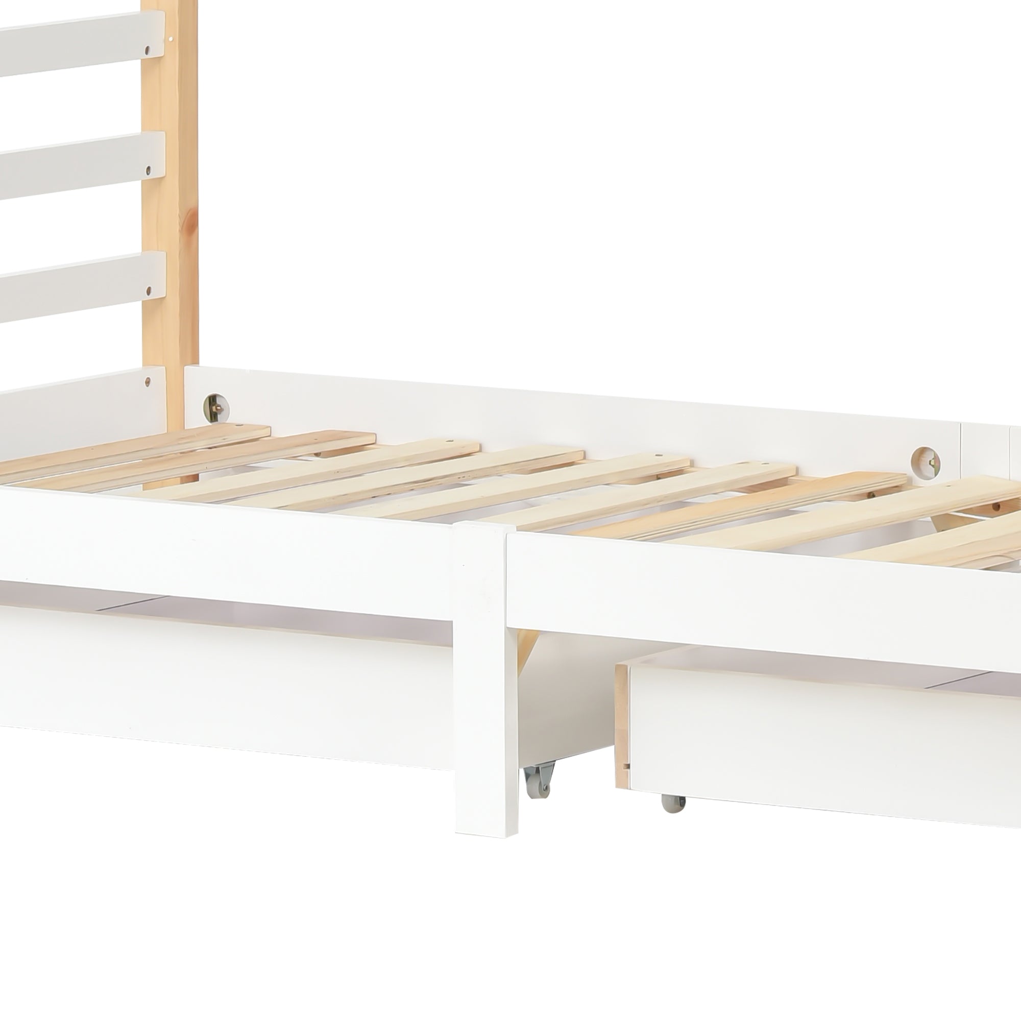 Logidon Kinderhuisbed 90x200 met lades Wit natuurlijk hout