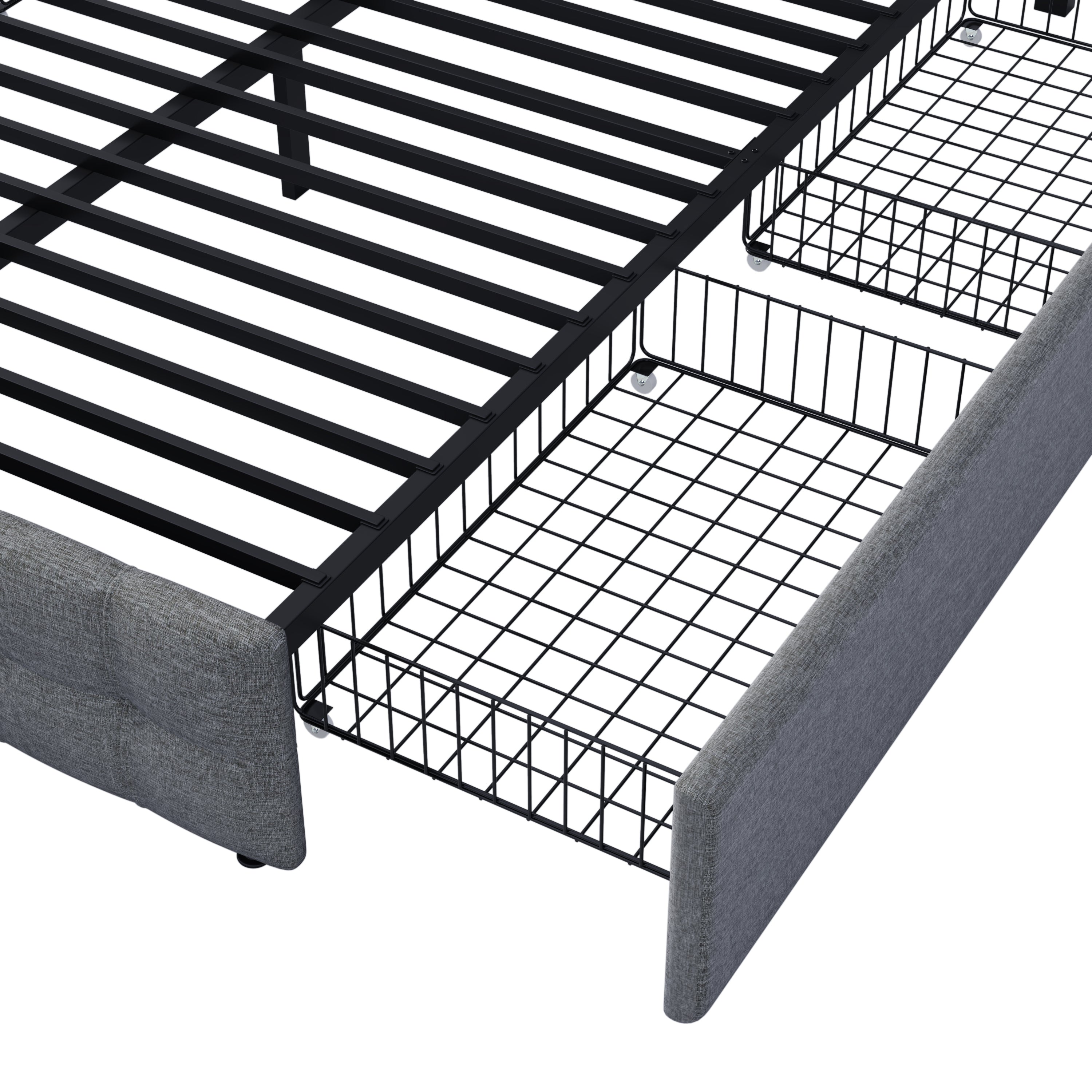 Logidon Gestoffeerd bed 140x200 Grijs met 4 Laden Hoofdbord Verstelbaar