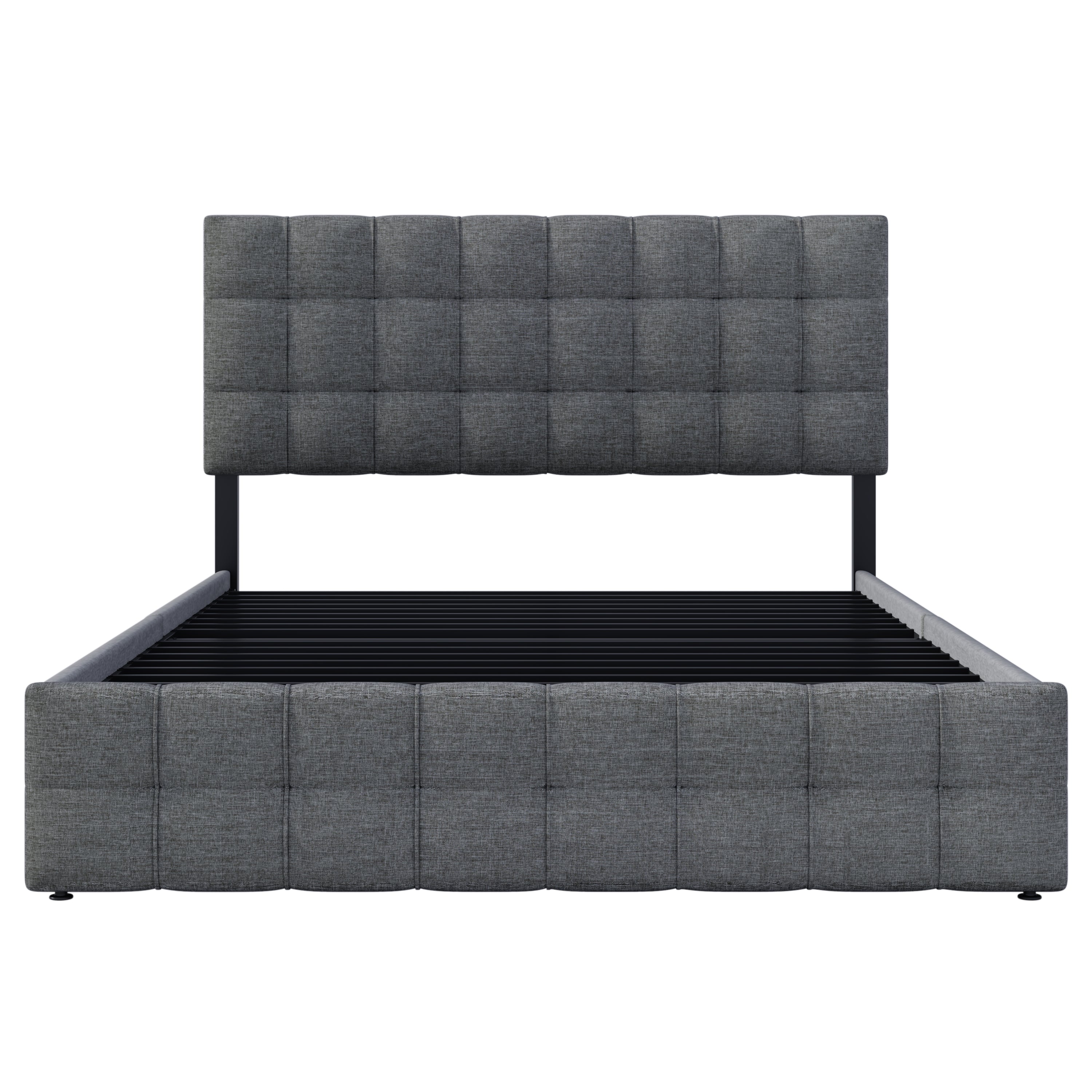 Logidon Gestoffeerd bed 140x200 Grijs met 4 Laden Hoofdbord Verstelbaar