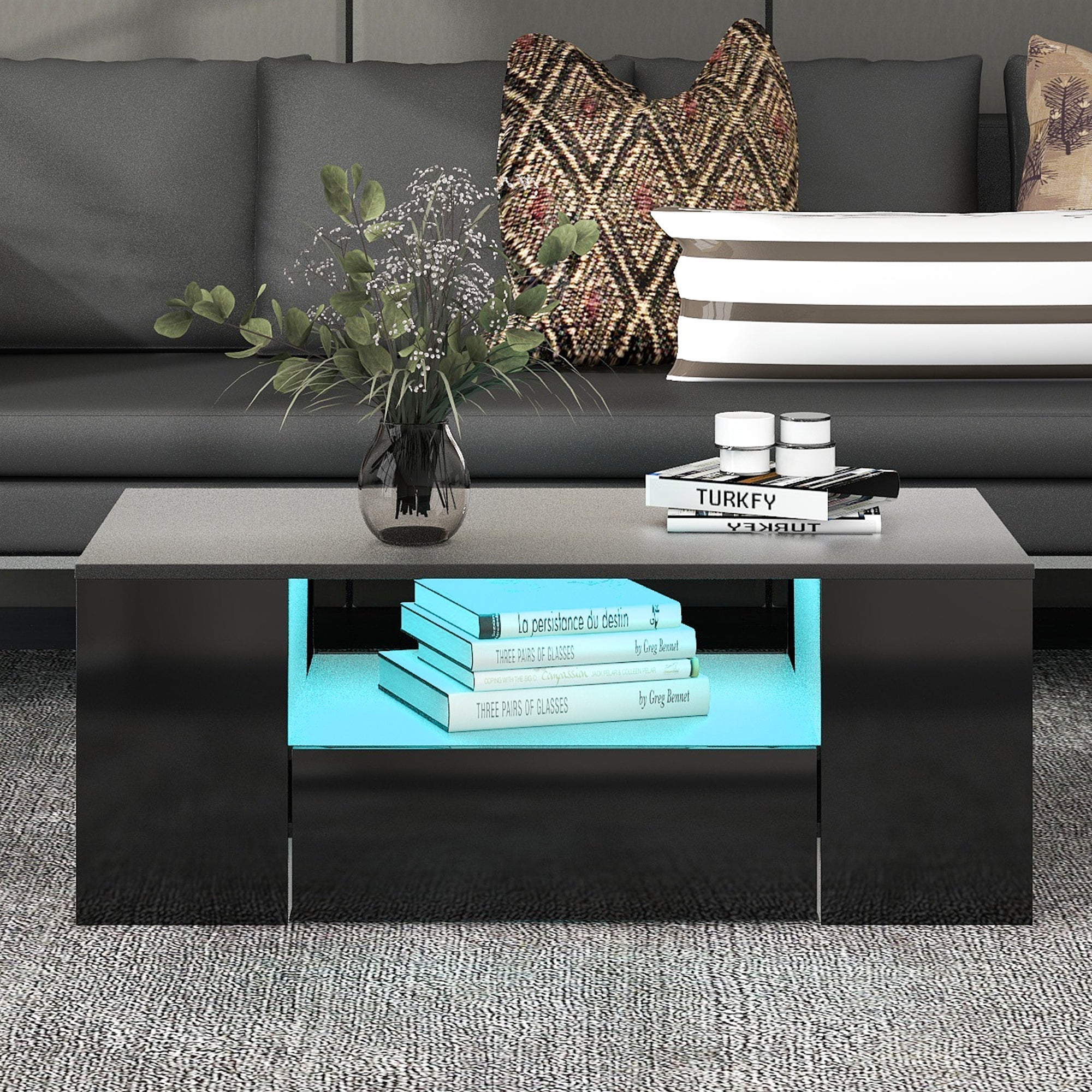 Logidon Moderne Salontafel Lades Zwart 95 x 53 x 37 cm