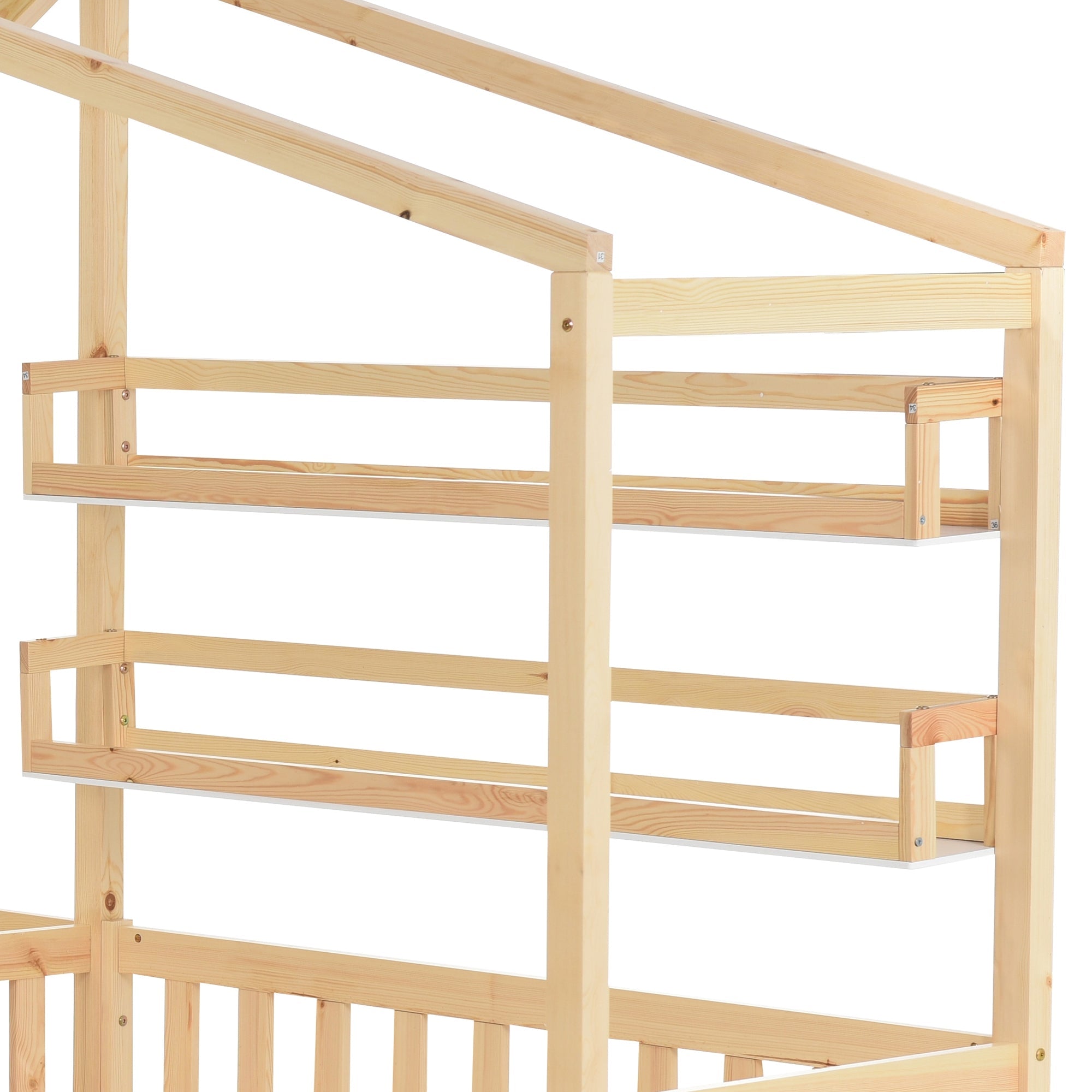 Logidon kinderbedhuisbed met lades en planken 90x200/140x70 cm