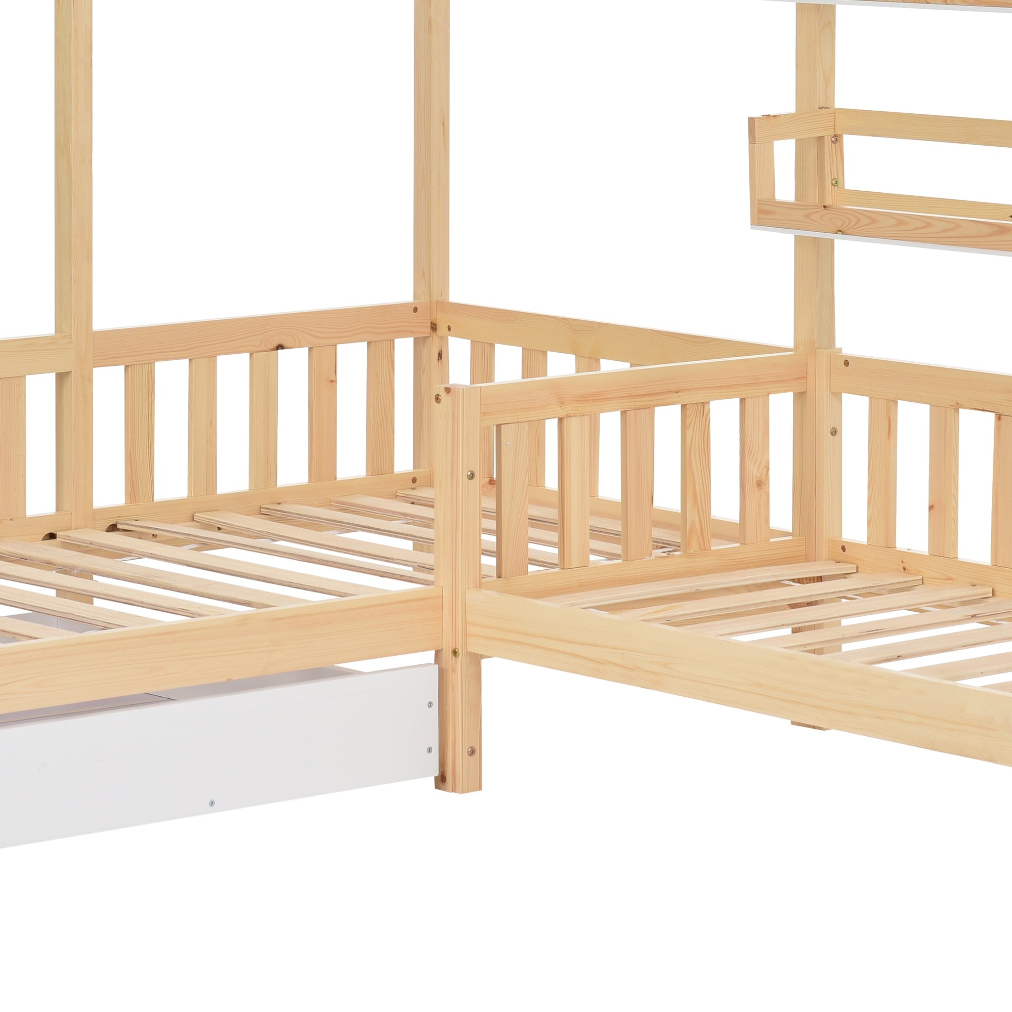 Logidon kinderbedhuisbed met lades en planken 90x200/140x70 cm