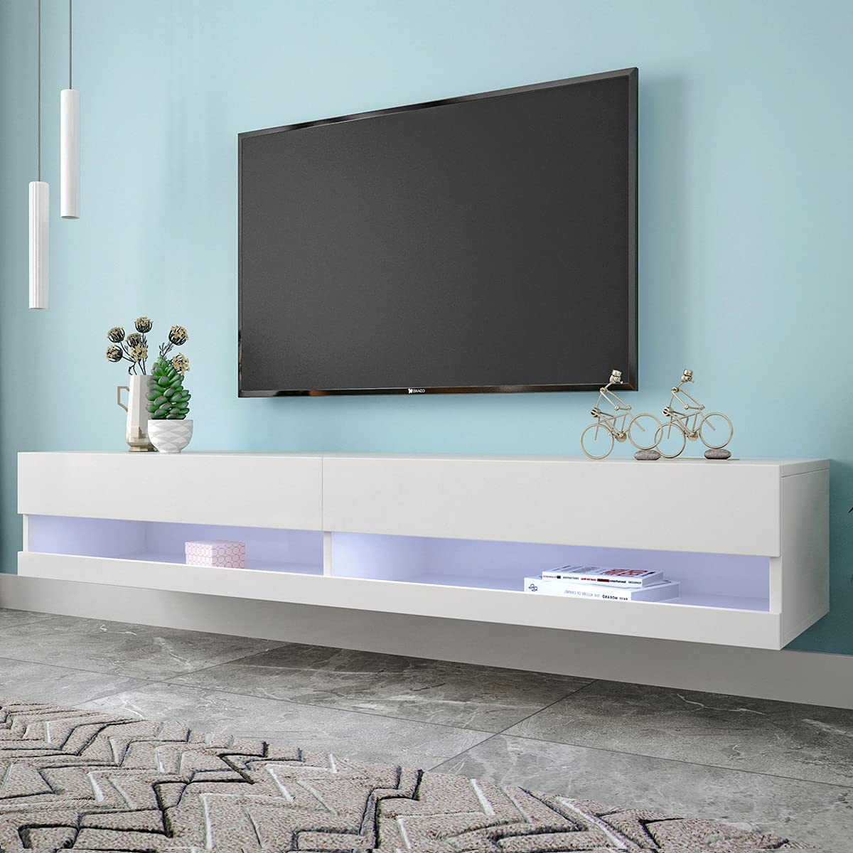 Logidon LED TV-meubel wit met LED-verlichting en veel opbergruimte