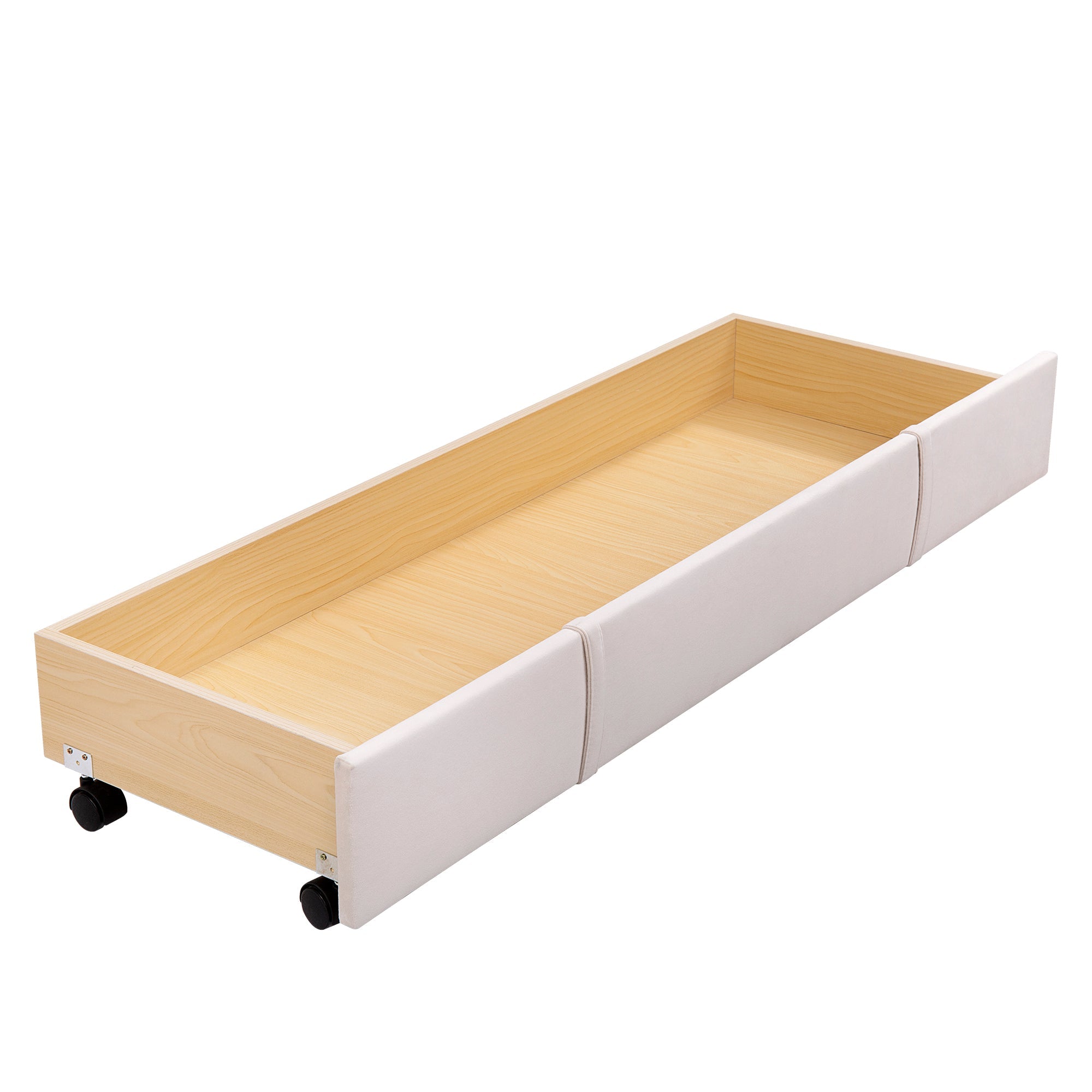 Logidon gestoffeerd bed 140x200 beige fluwelen stof met lattenbodem lade