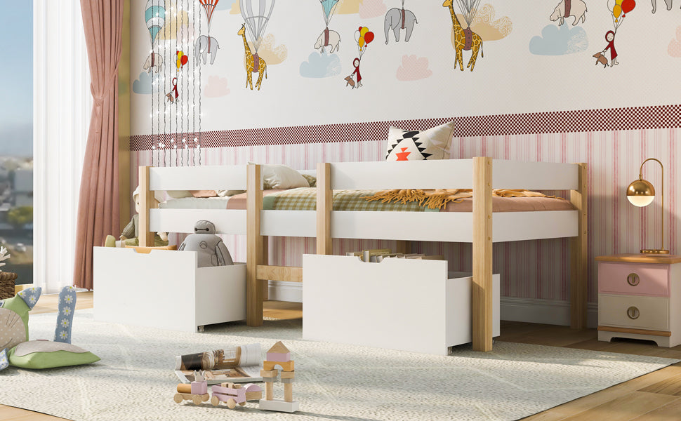 Logidon kinderbed 90x190 met lades en valbeveiliging wit eiken