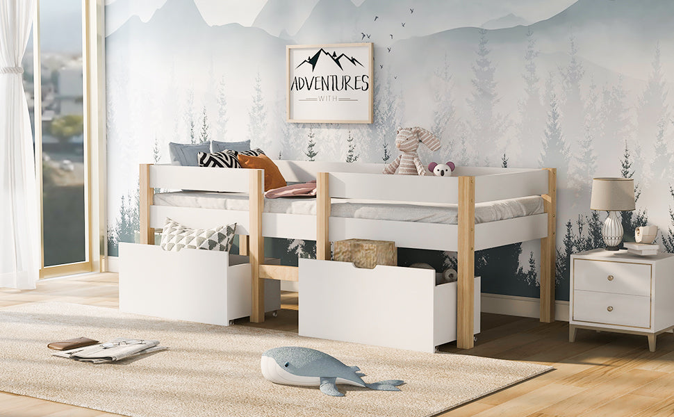 Logidon kinderbed 90x200 met lade en valbeveiliging wit eiken