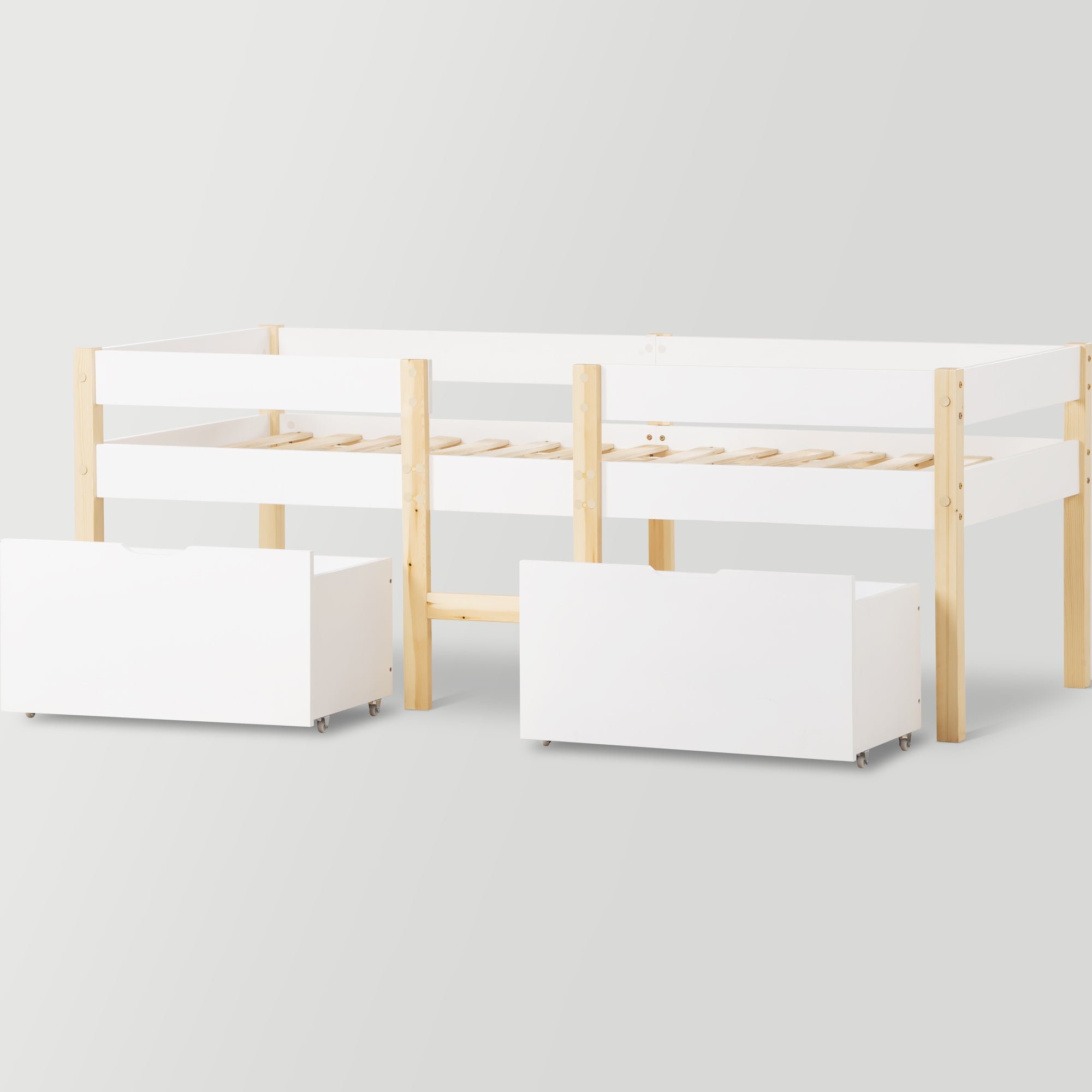 Logidon kinderbed 90x200 met lade en valbeveiliging wit eiken