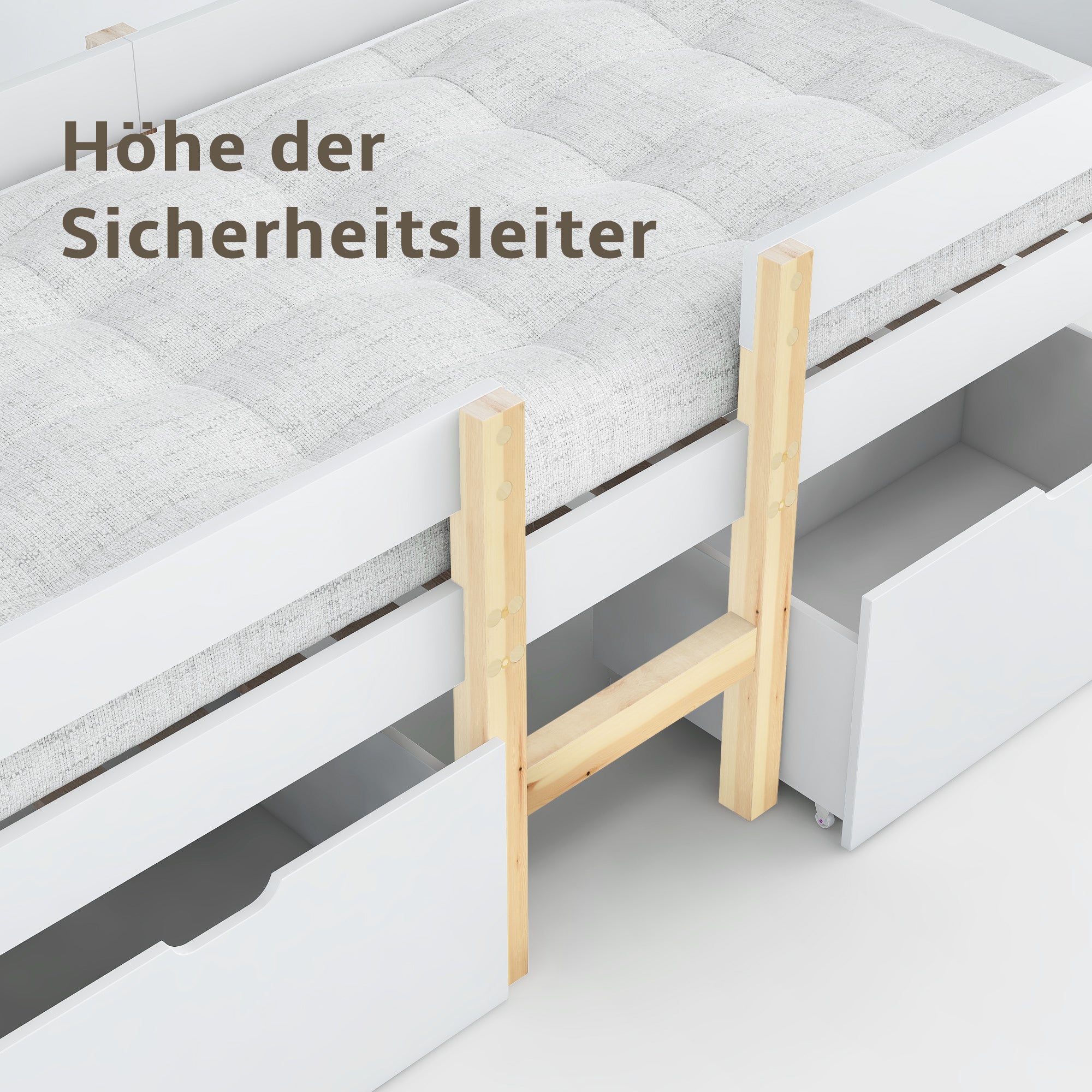 Logidon kinderbed 90x190 met lades en valbeveiliging wit eiken
