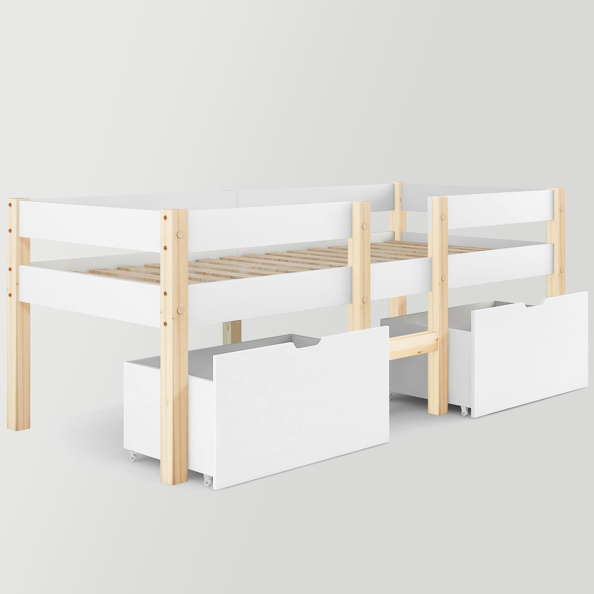 Logidon kinderbed 90x200 met lade en valbeveiliging wit eiken