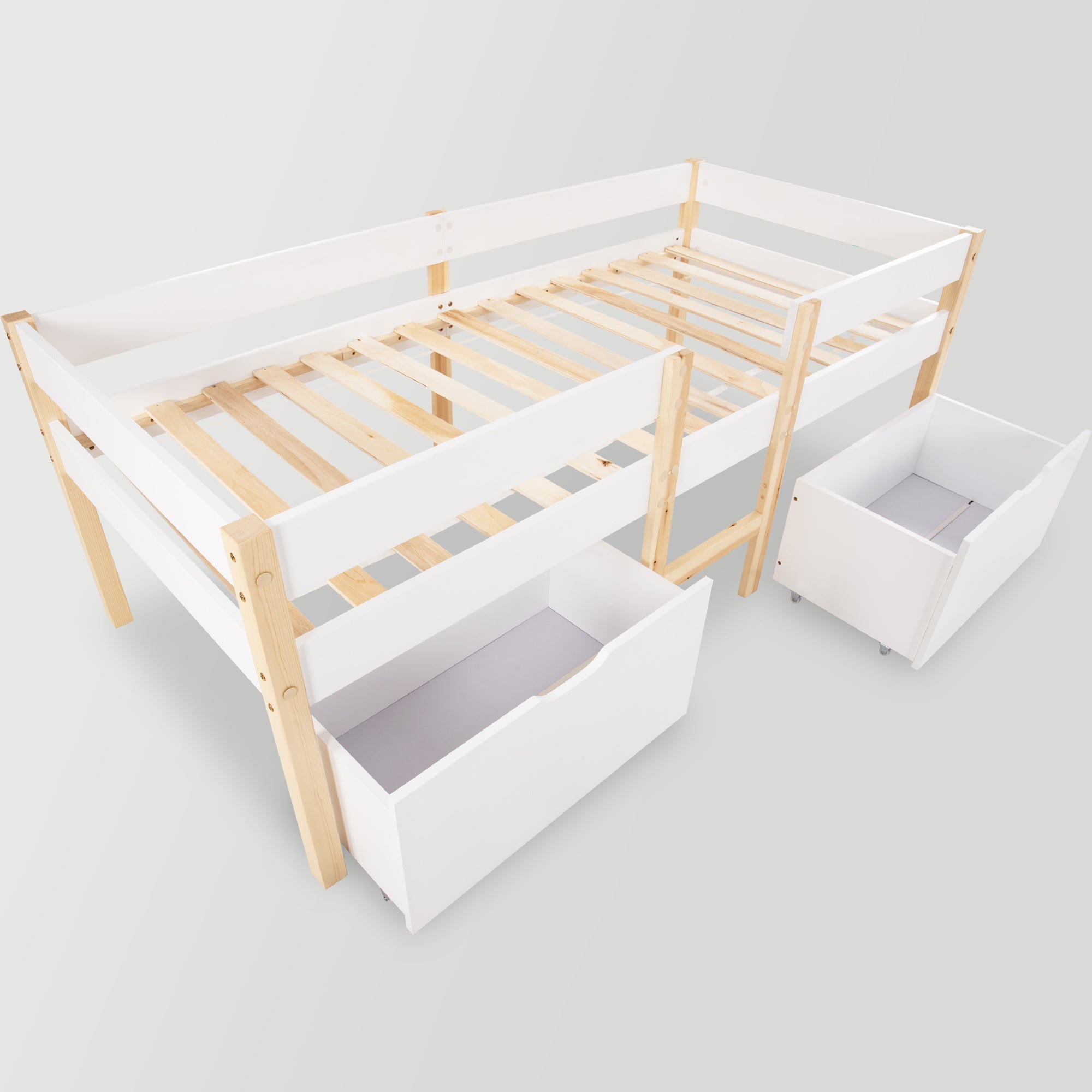 Logidon kinderbed 90x200 met lade en valbeveiliging wit eiken