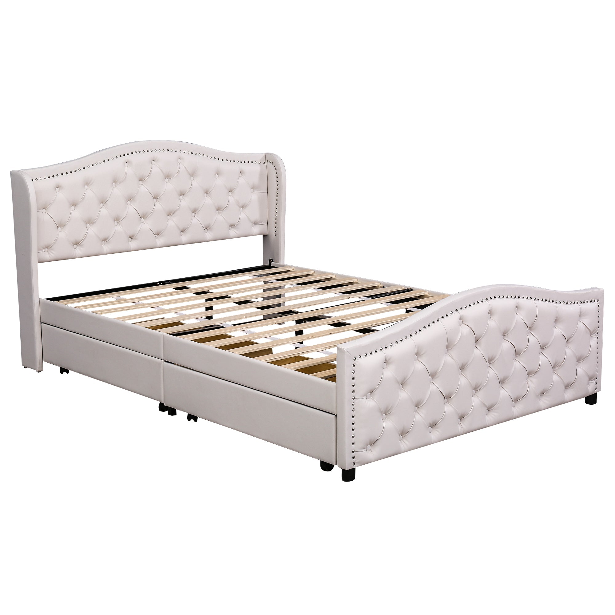 Logidon gestoffeerd bed 160x200 cm wit met lattenbodem en 2 lades