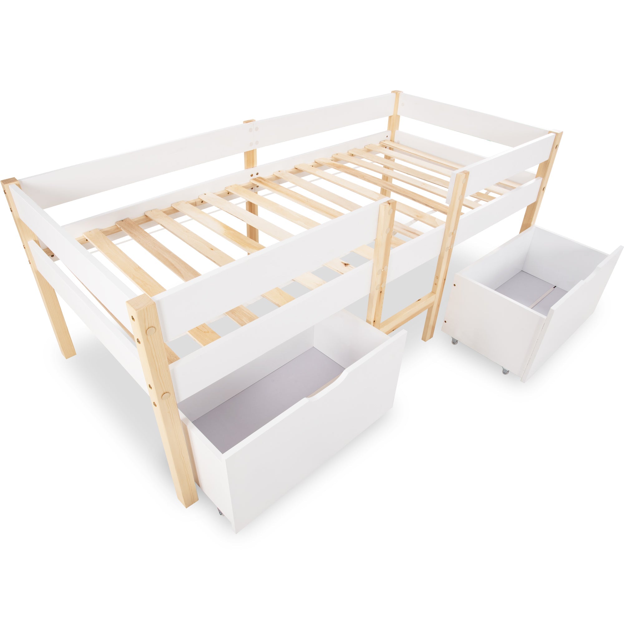 Logidon kinderbed 90x190 met lades en valbeveiliging wit eiken