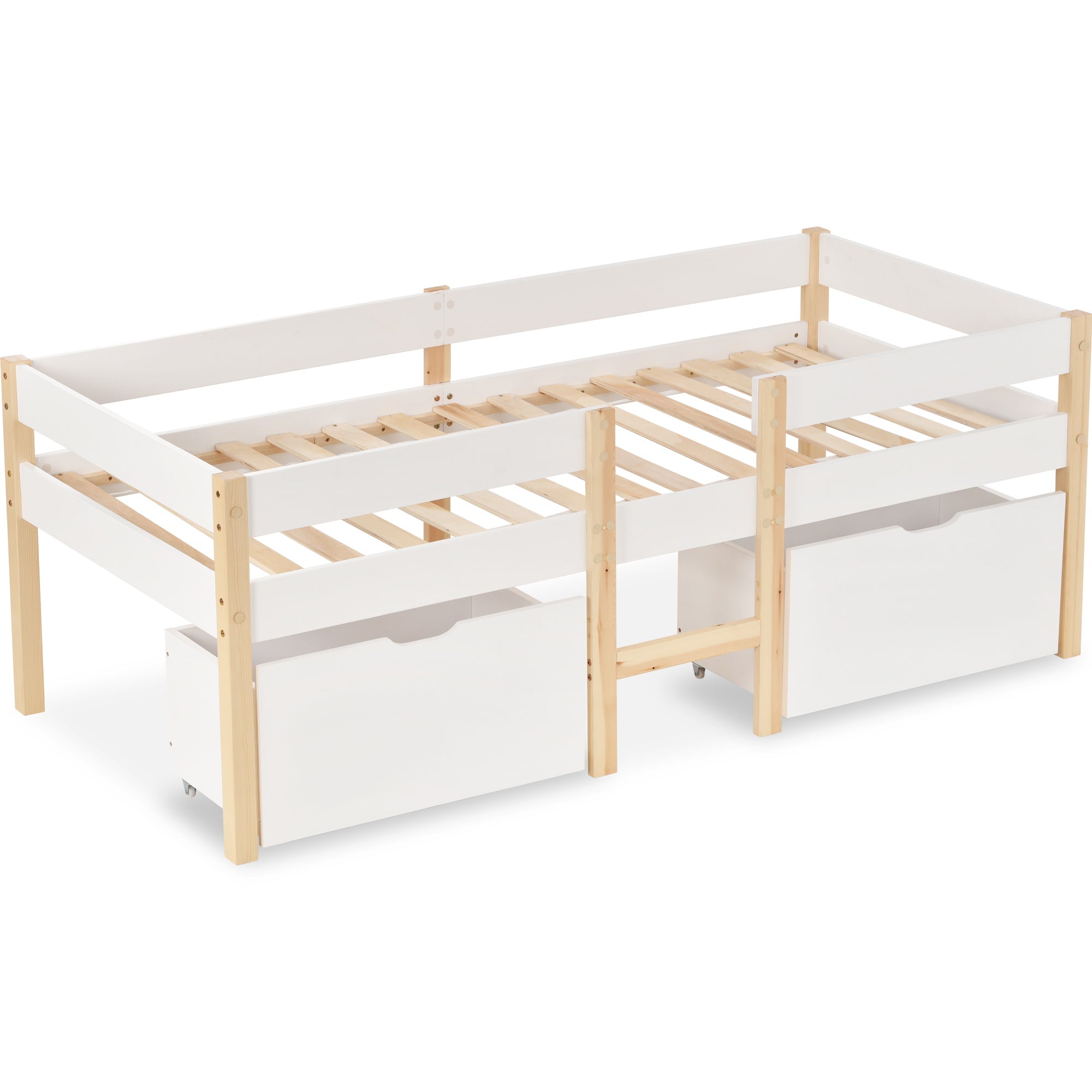 Logidon kinderbed 90x190 met lades en valbeveiliging wit eiken