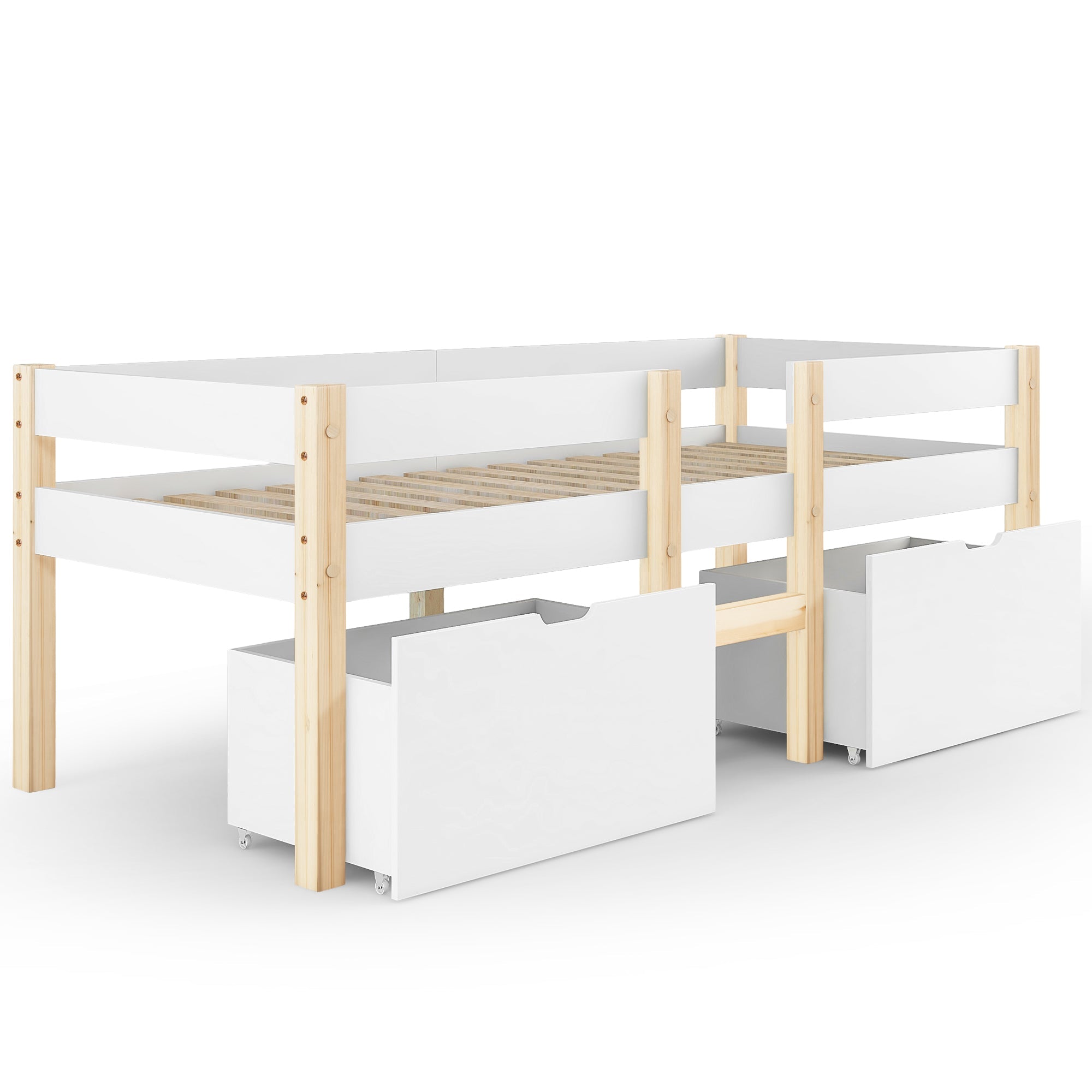 Logidon kinderbed 90x190 met lades en valbeveiliging wit eiken