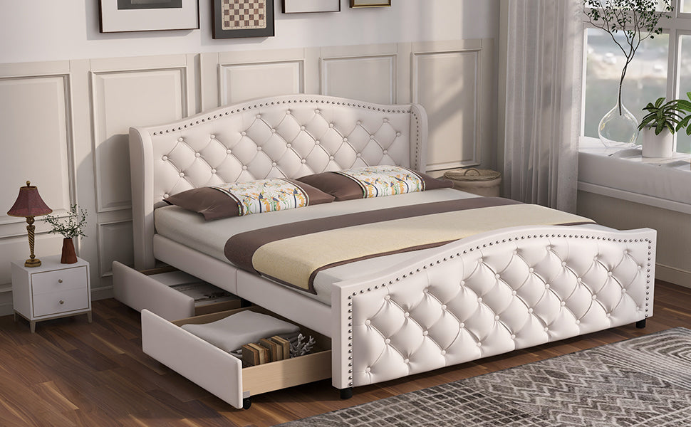 Logidon gestoffeerd bed 160x200 cm wit met lattenbodem en 2 lades
