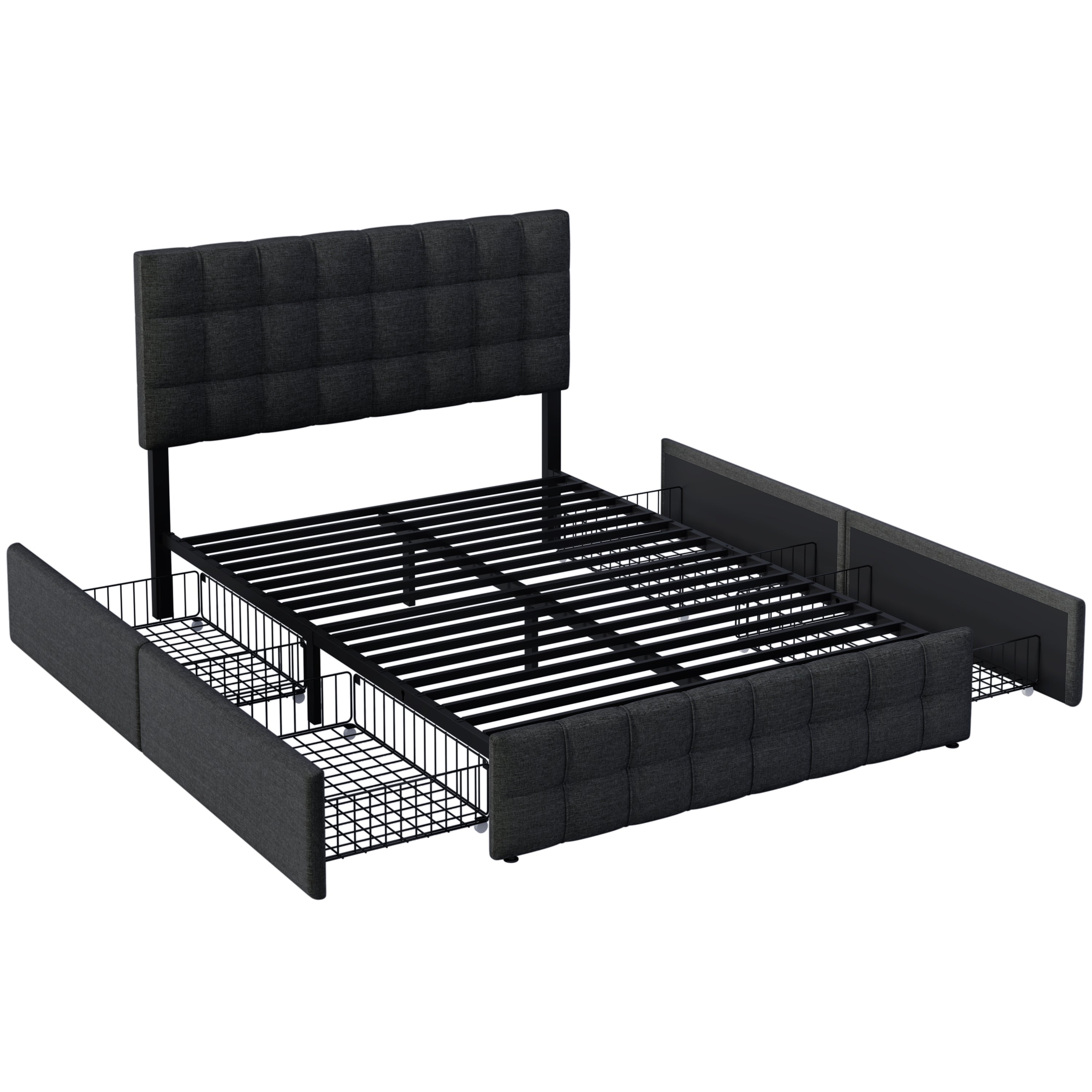 Logidon gestoffeerd bed 140x200 zwart opbergruimte hoofdbordverstelling