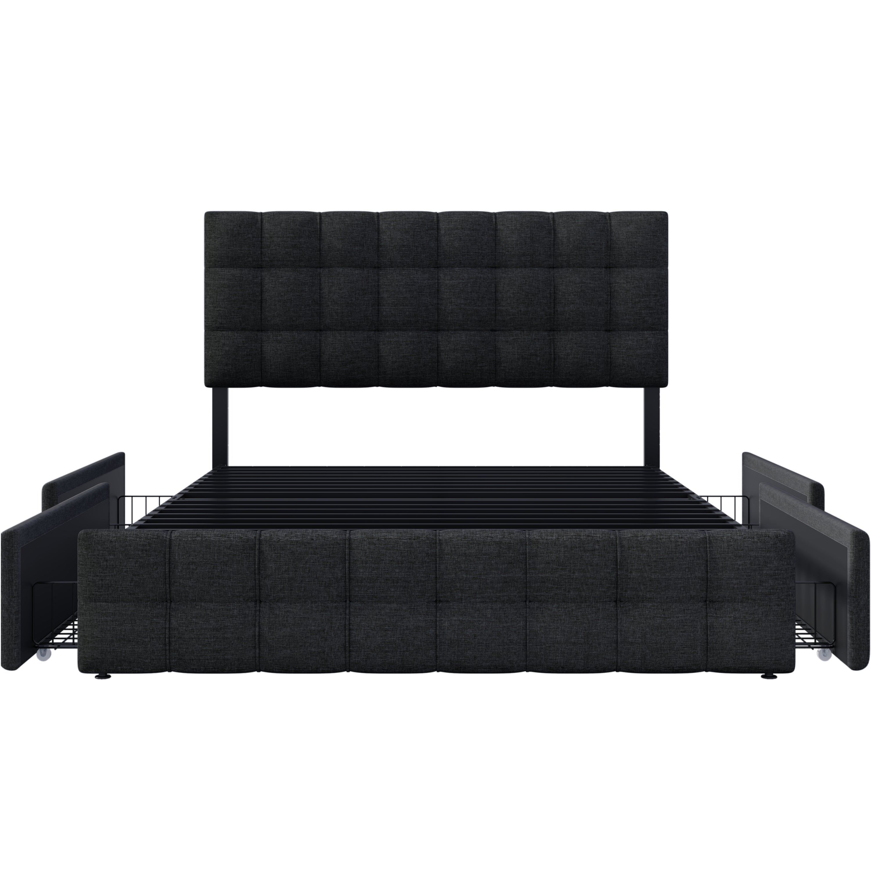 Logidon gestoffeerd bed 140x200 zwart opbergruimte hoofdbordverstelling