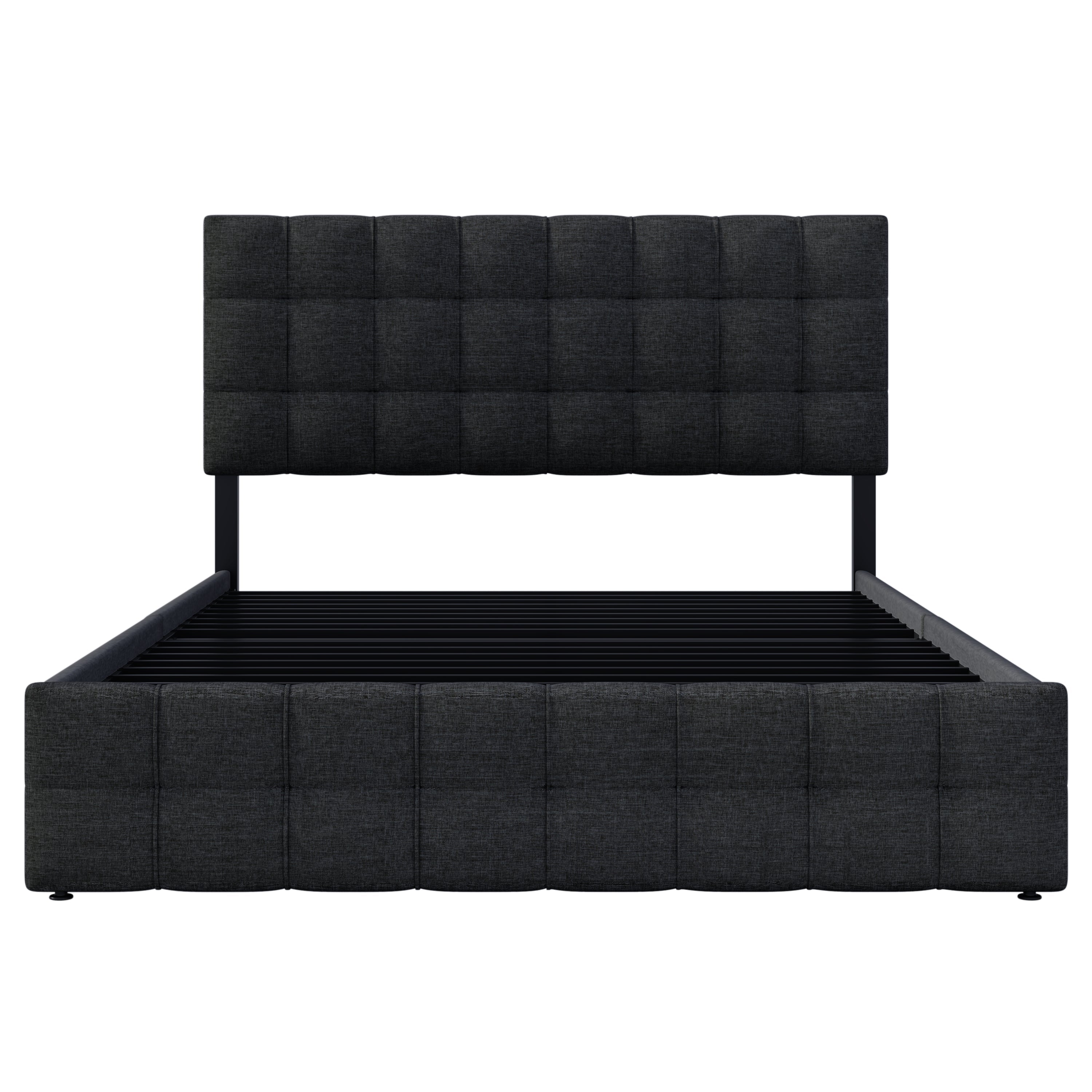 Logidon gestoffeerd bed 140x200 zwart opbergruimte hoofdbordverstelling