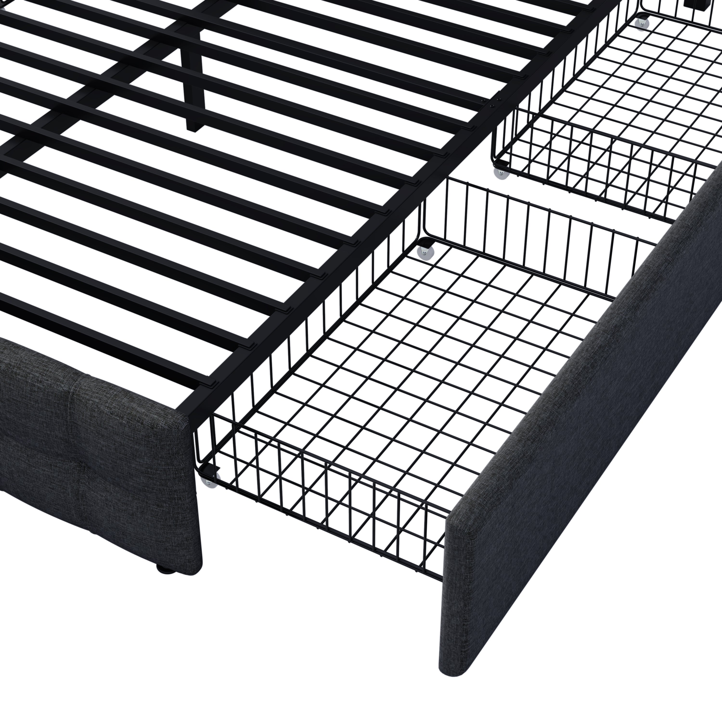 Logidon gestoffeerd bed 140x200 zwart opbergruimte hoofdbordverstelling