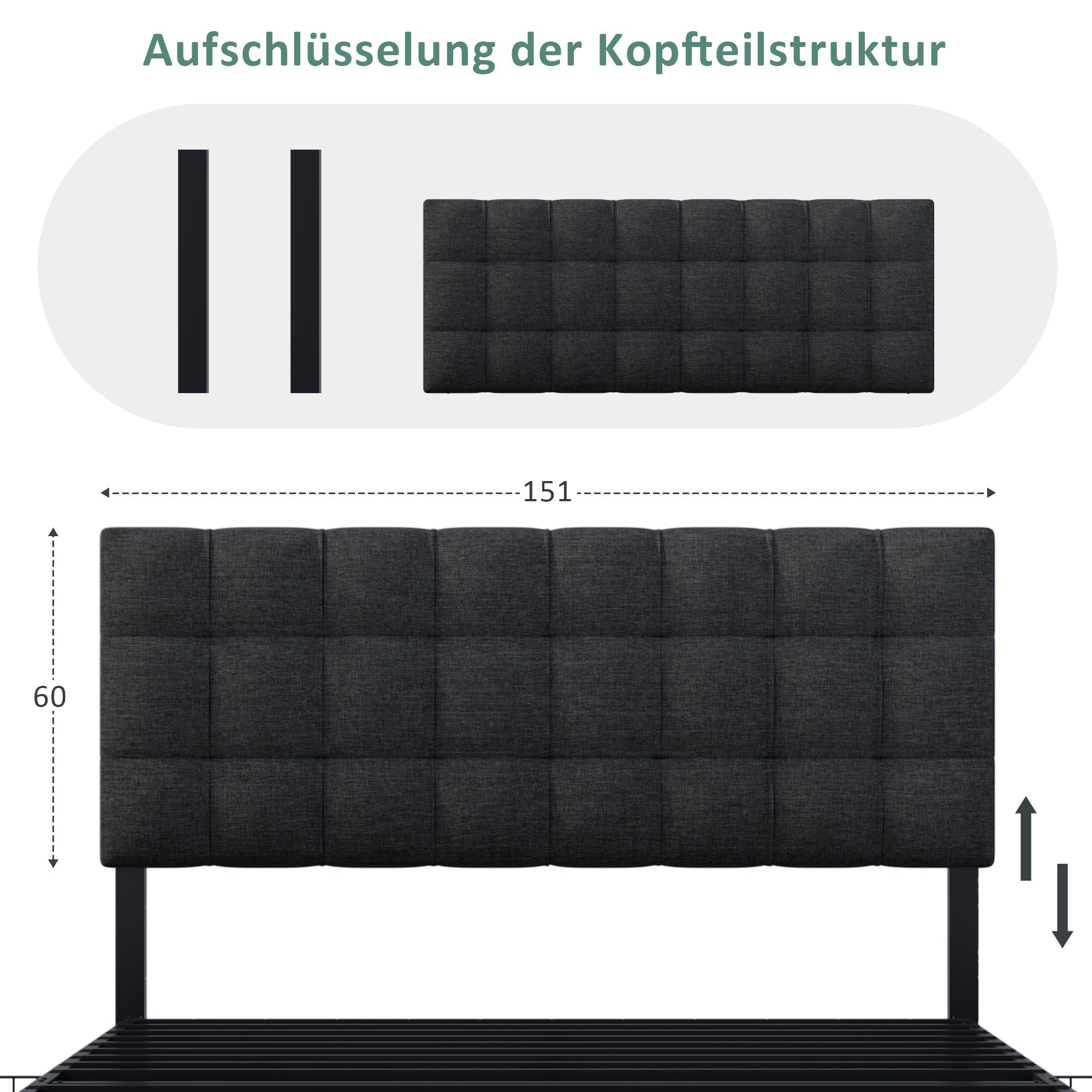 Logidon gestoffeerd bed 140x200 zwart opbergruimte hoofdbordverstelling