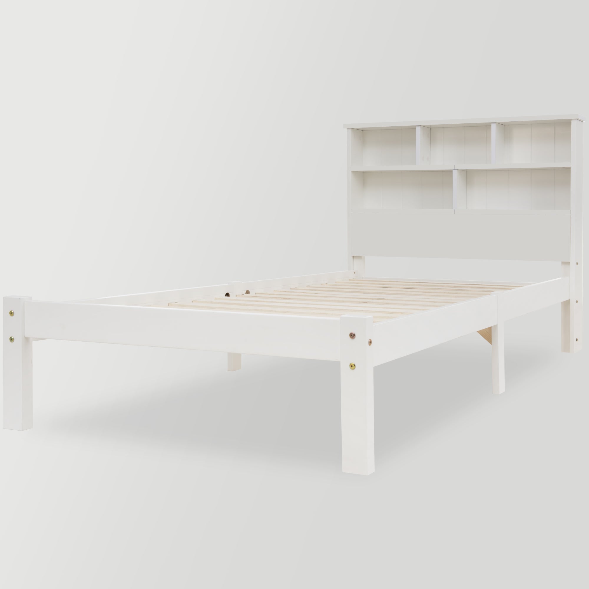 Logidon massief houten bed 90x200 wit met lades en plank