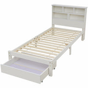 Logidon massief houten bed 90x200 wit met lades en plank