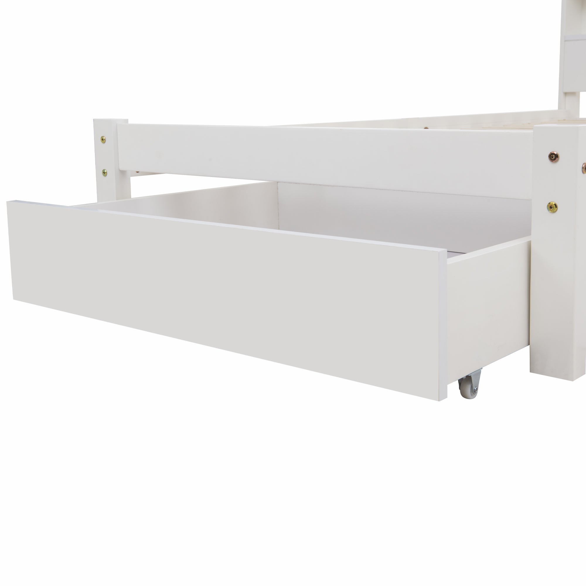 Logidon massief houten bed 90x200 wit met lades en plank