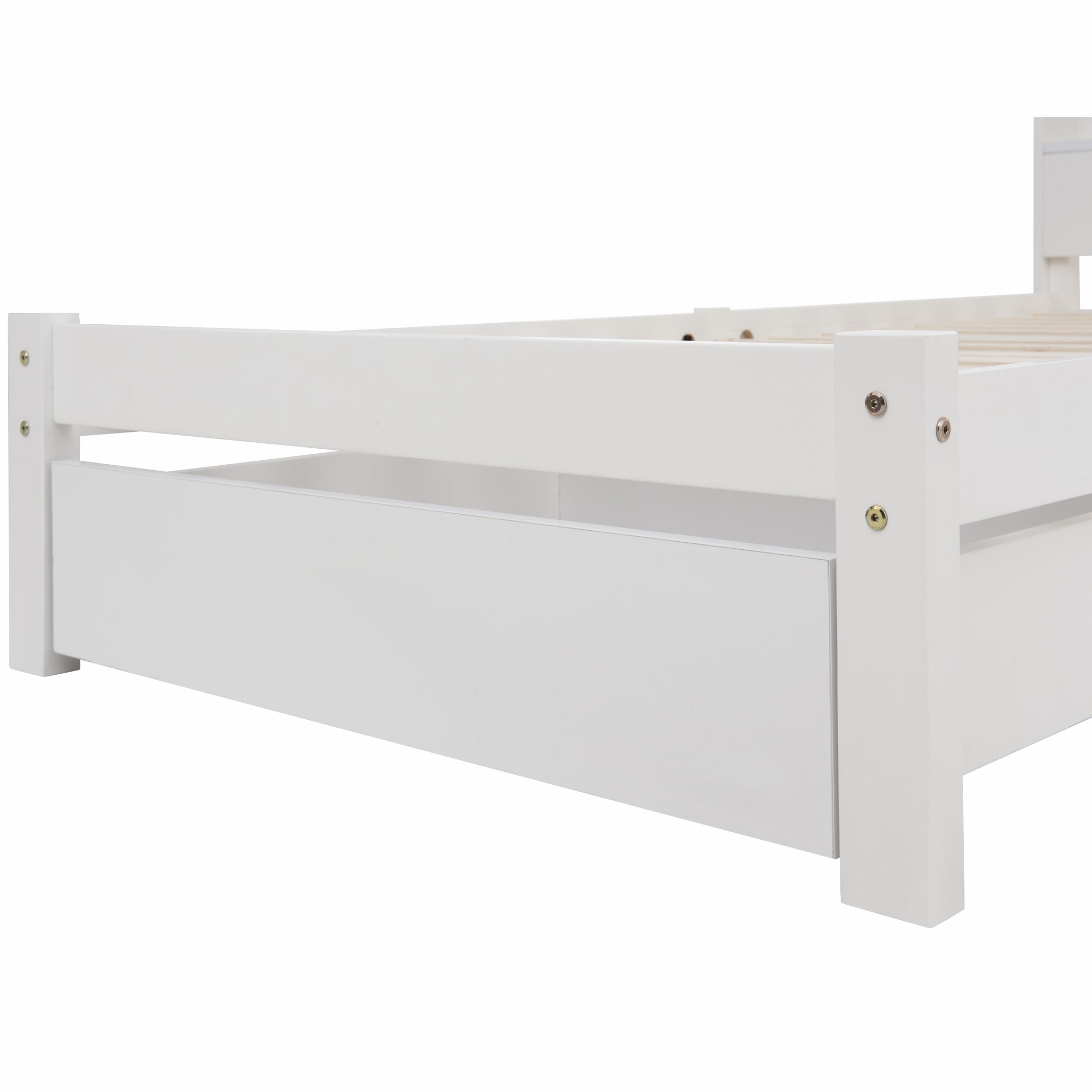 Logidon massief houten bed 90x200 wit met lades en plank