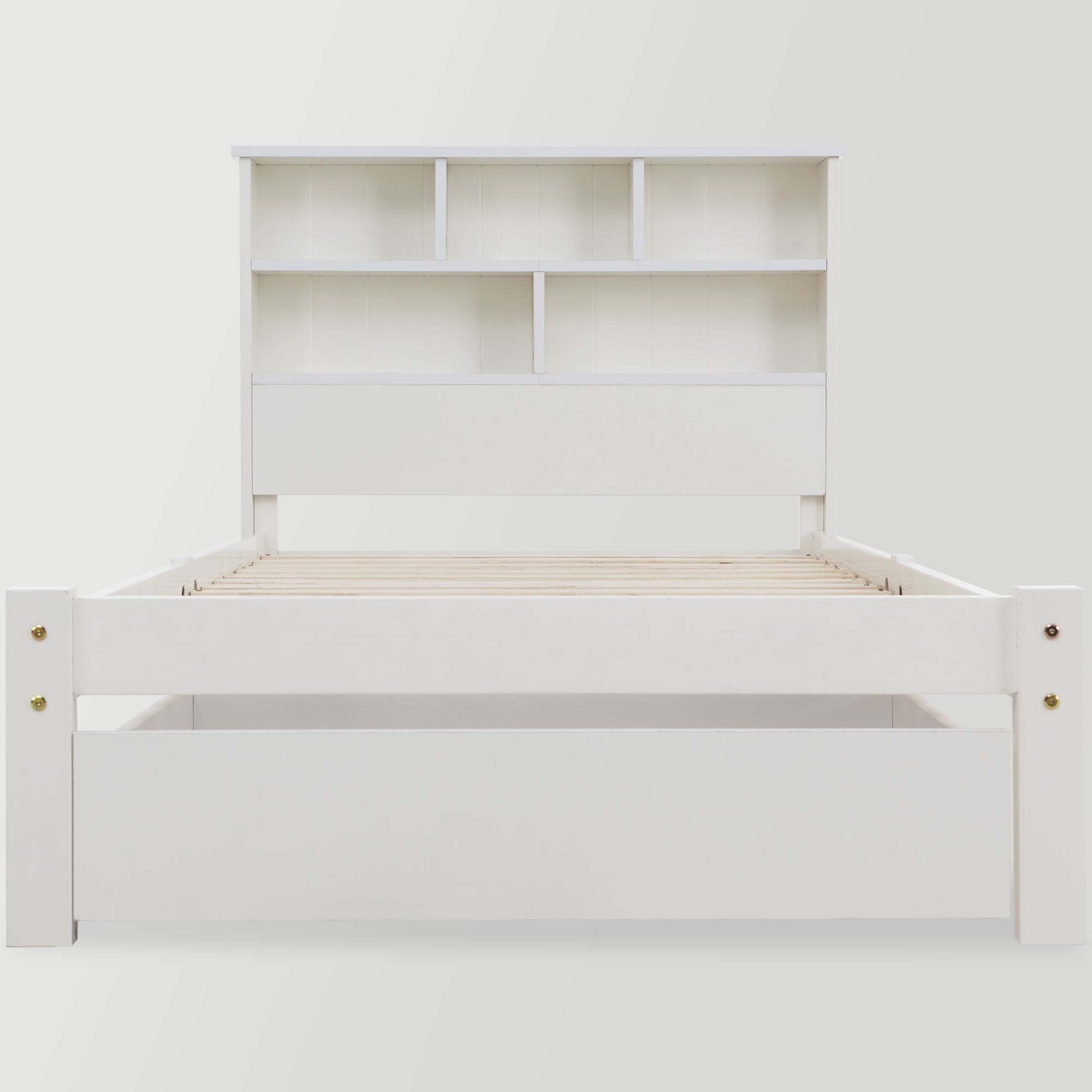 Logidon massief houten bed 90x200 wit met lades en plank