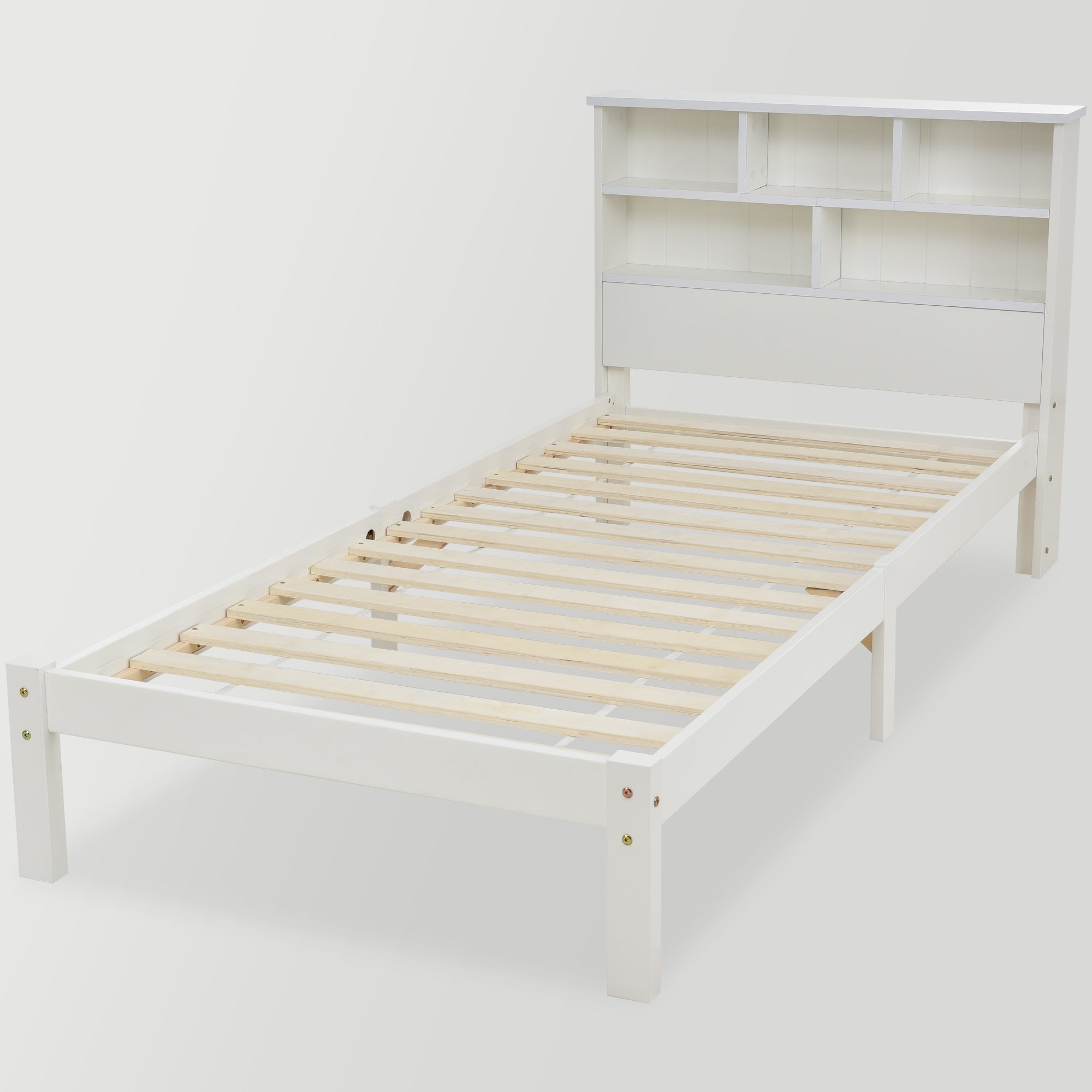 Logidon massief houten bed 90x200 wit met lades en plank