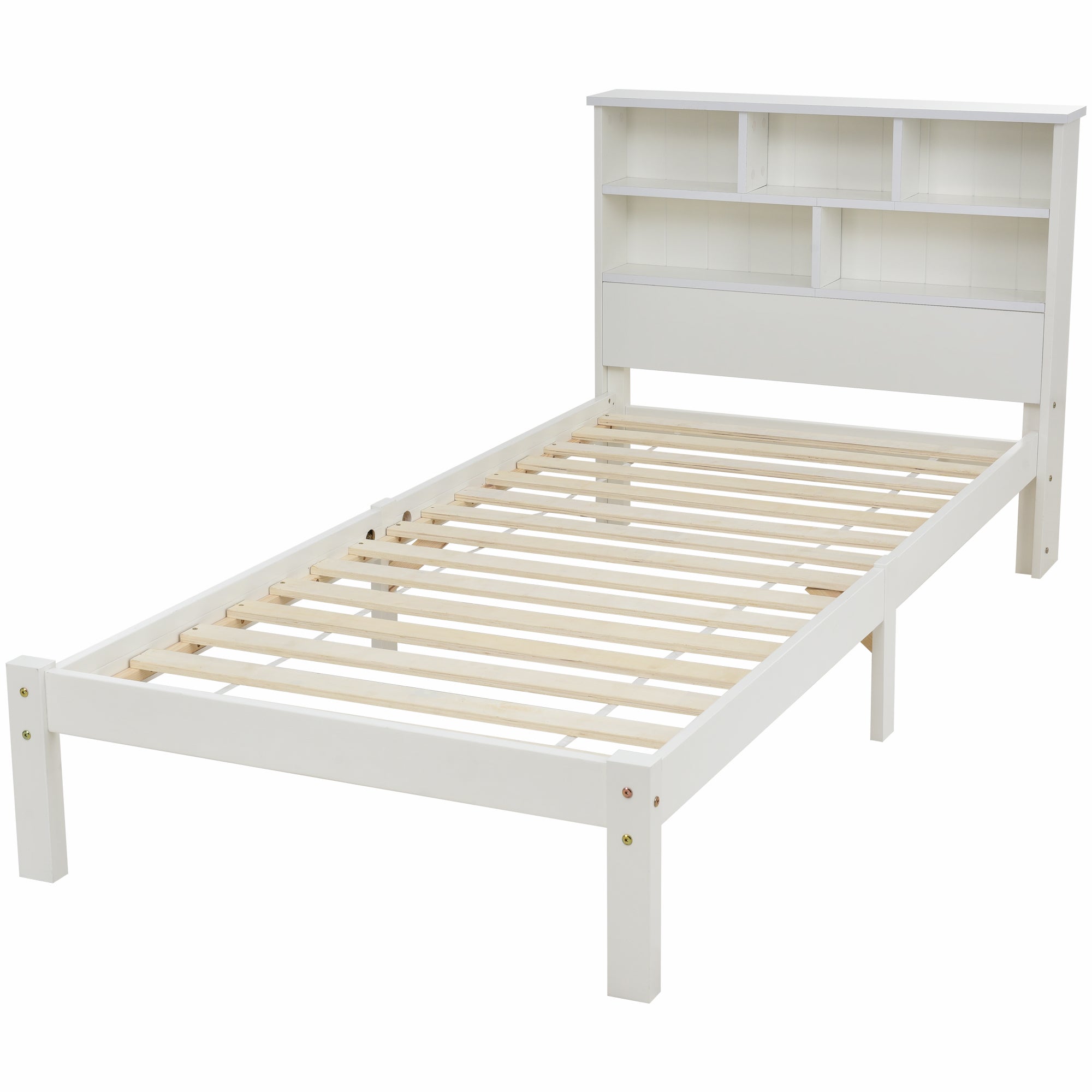 Logidon massief houten bed 90x200 wit met lades en plank