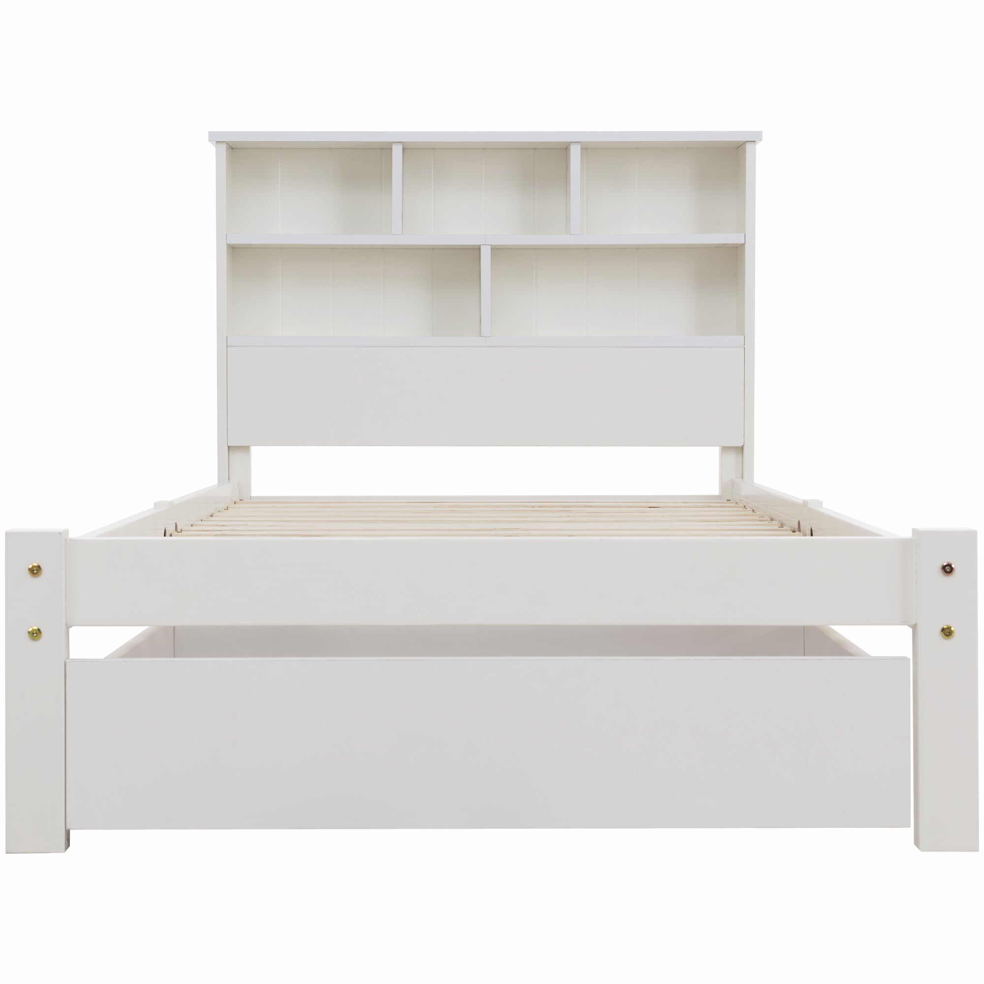 Logidon massief houten bed 90x200 wit met lades en plank